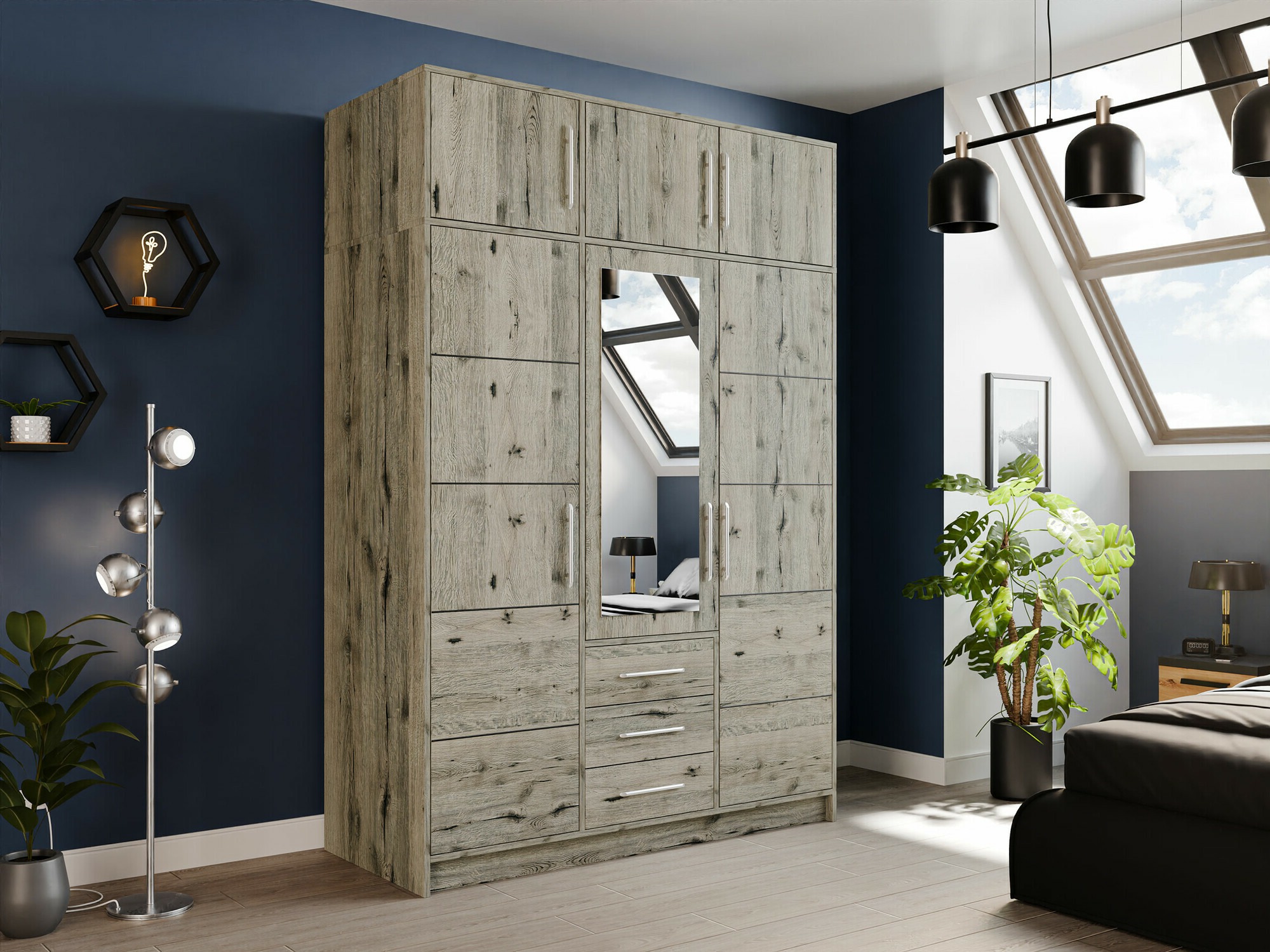 Kleiderschrank Dortivu 153 (Wellington Eichenholzoptik)