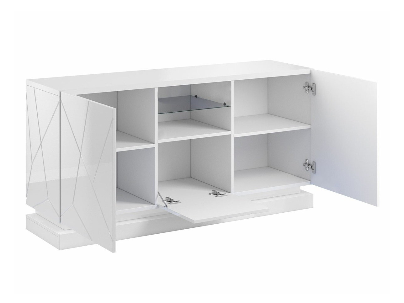 Sideboard Linar (Schwarz + Schwarz glänzend)