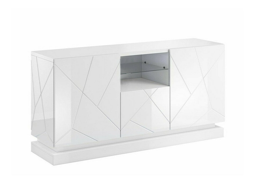Sideboard Linar (Weiß + Weiß glänzend)