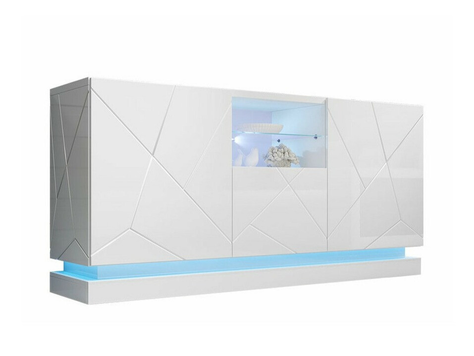 Sideboard Linar (Weiß + Weiß glänzend)