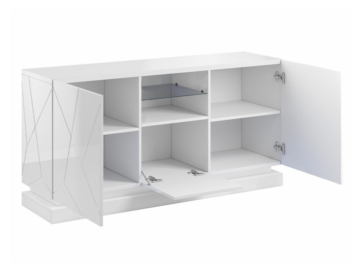 Sideboard Linar (Weiß + Weiß glänzend)