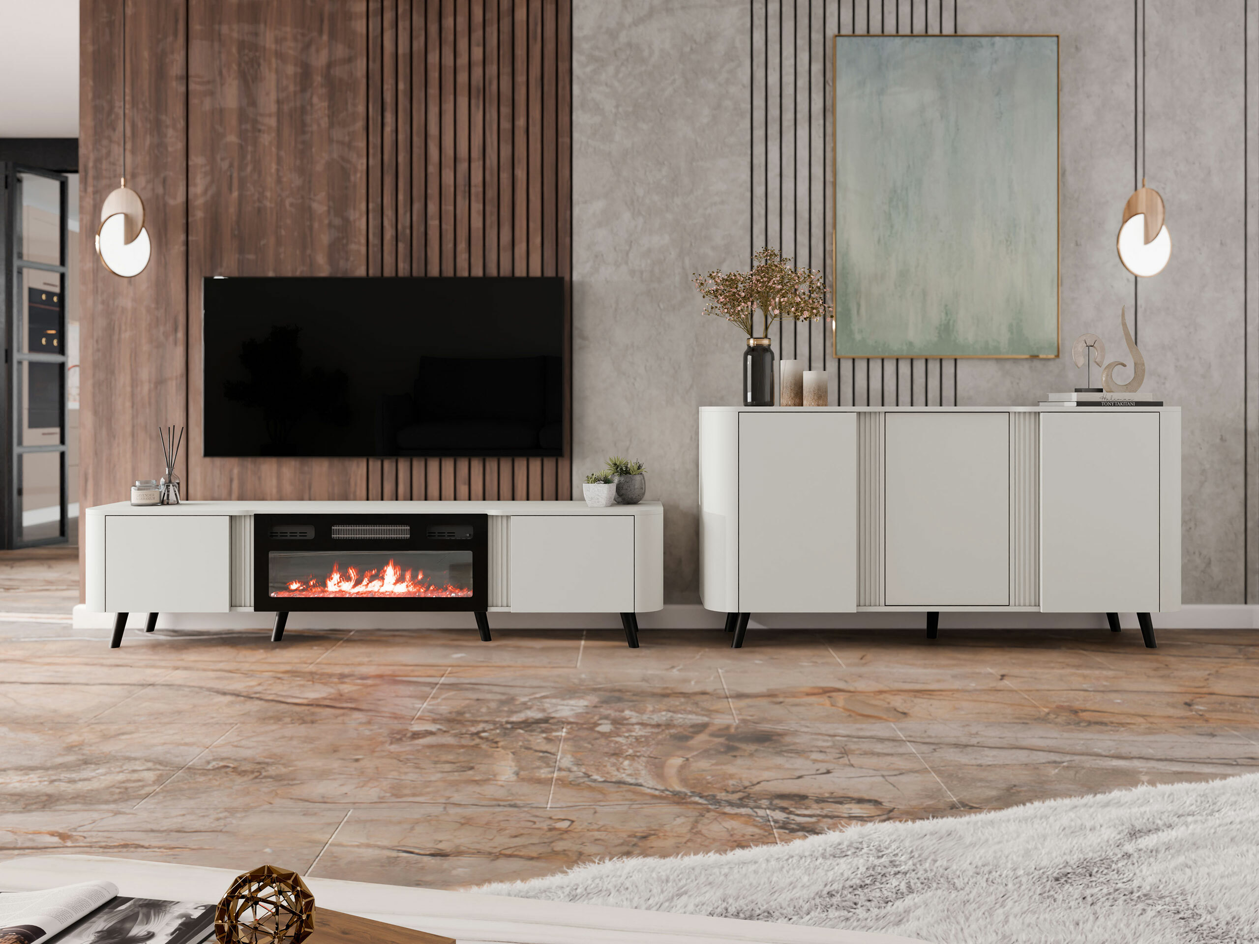 Sideboard Charlotte 201 (Kaschmir + Schwarz)