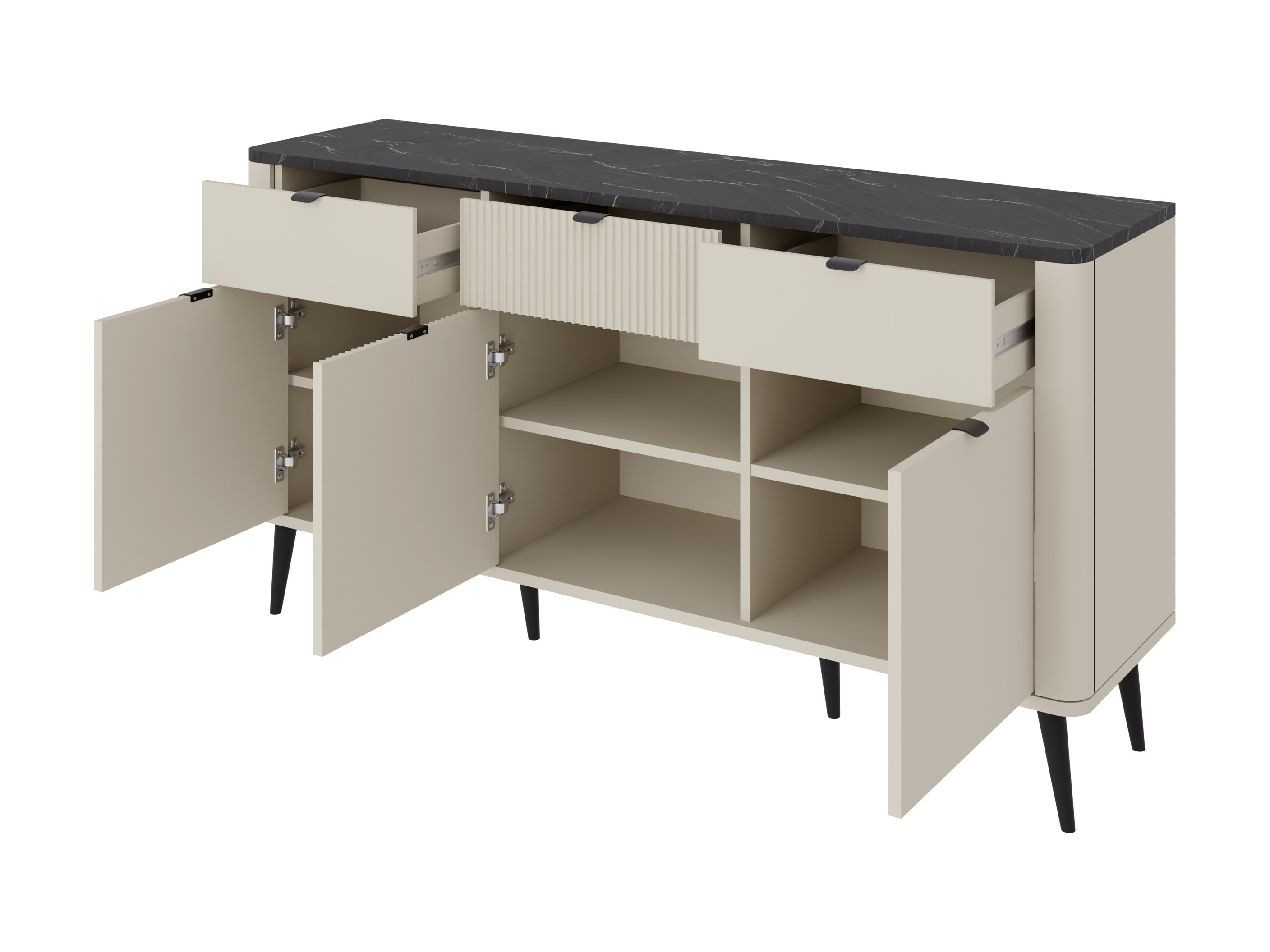 Wohnzimmer-Sets Lufela 122 (Kaschmir + Walnussholzoptik)