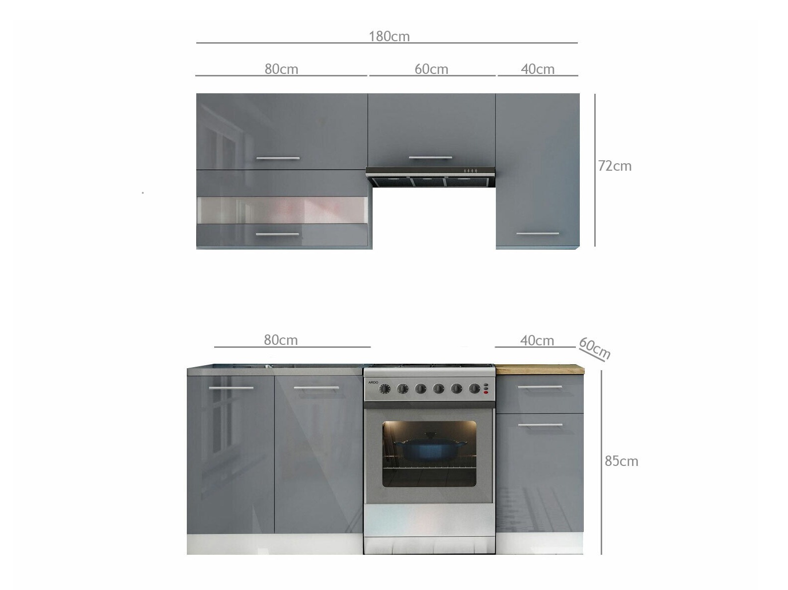 Modulares Küchenset Tiffa Grey 100