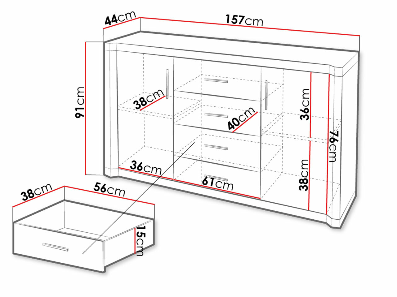 Kommoden Lorelie 100 (Trüffel eichenholzoptik)