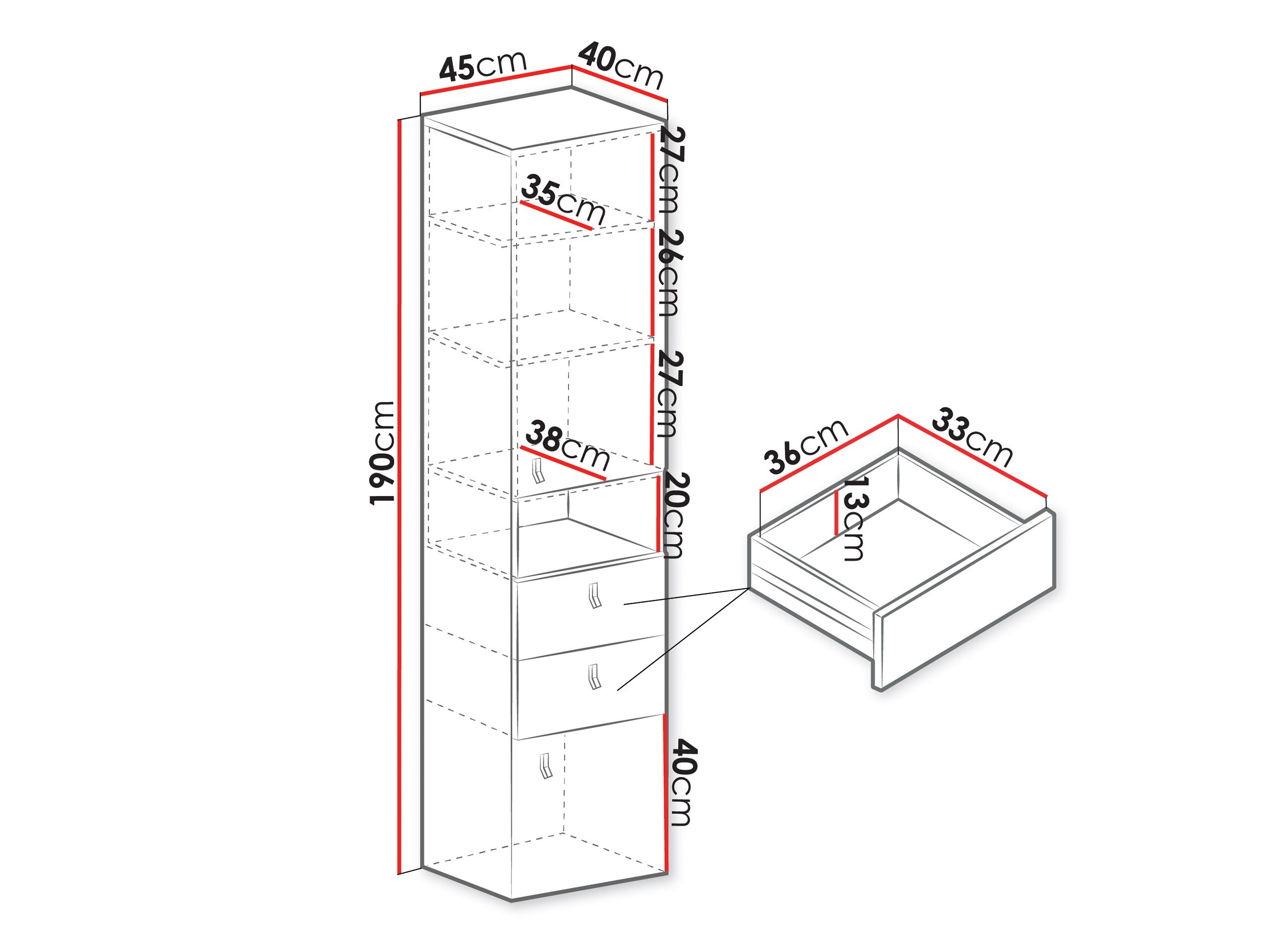 Regal Camteso 102 (Weiß + Eichenholzoptik + Türkis)