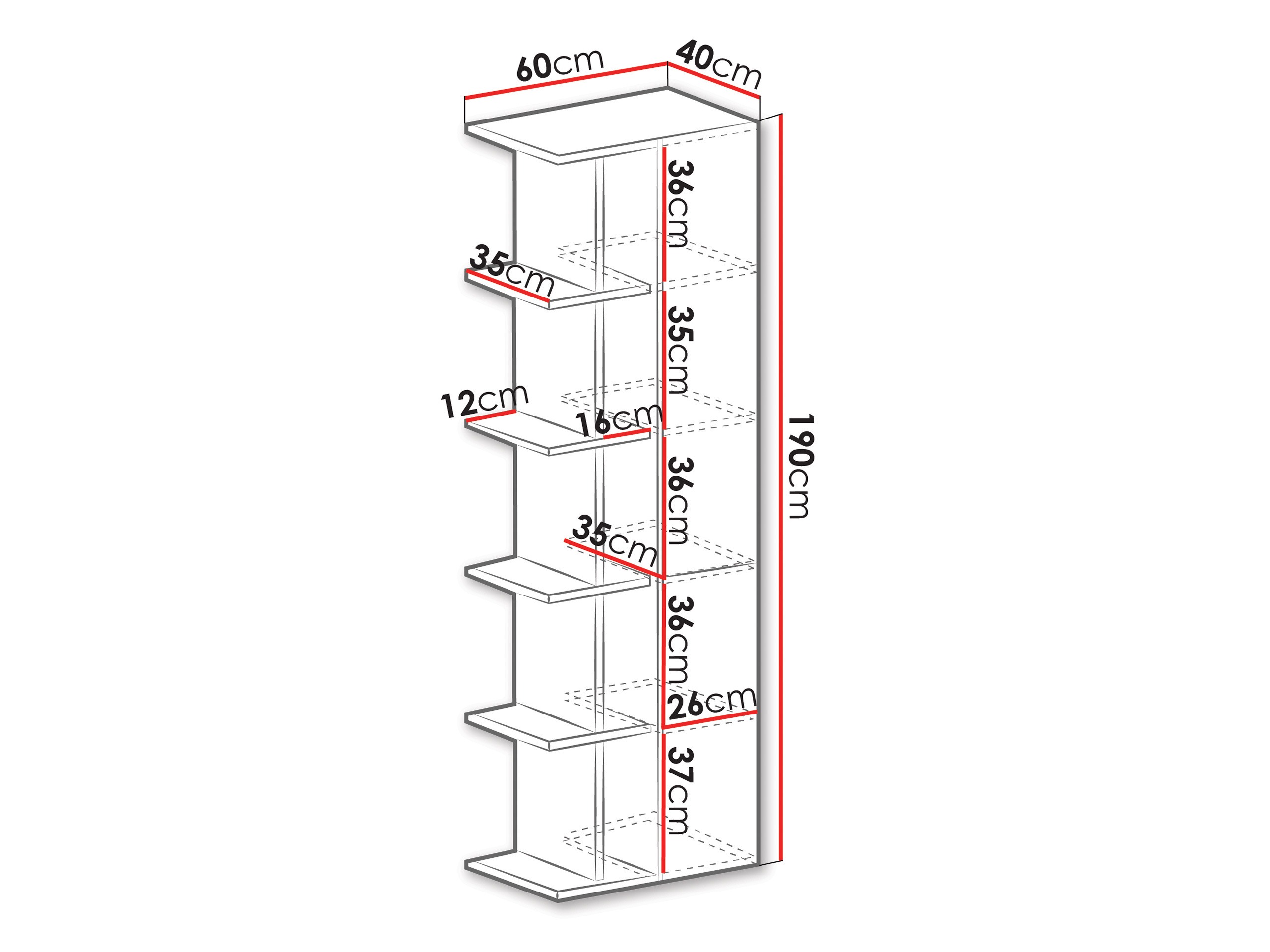 Regal Camteso 103 (Weiß + Eichenholzoptik + Türkis)
