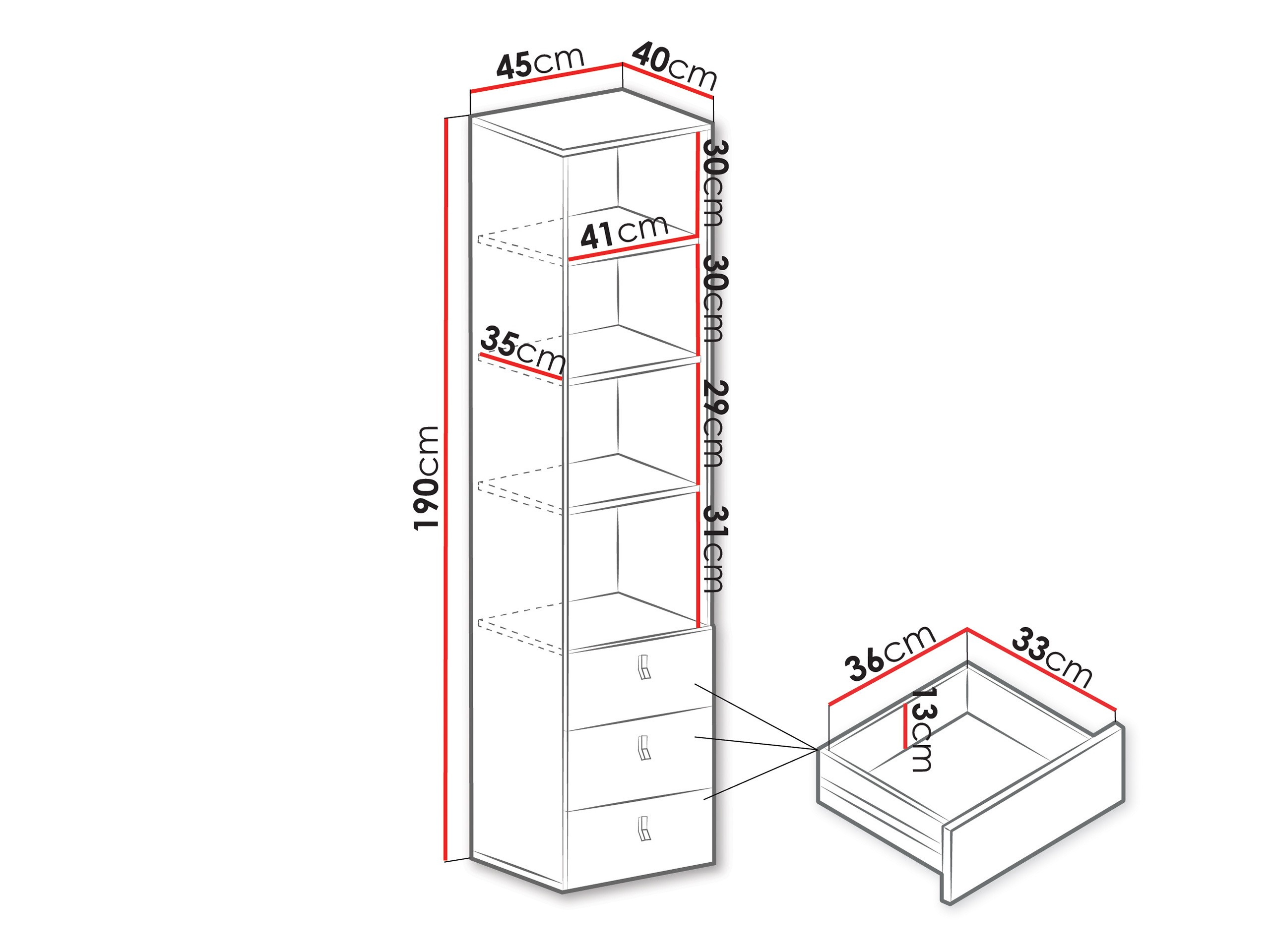 Regal Camteso 104 (Weiß + Eichenholzoptik + Türkis)