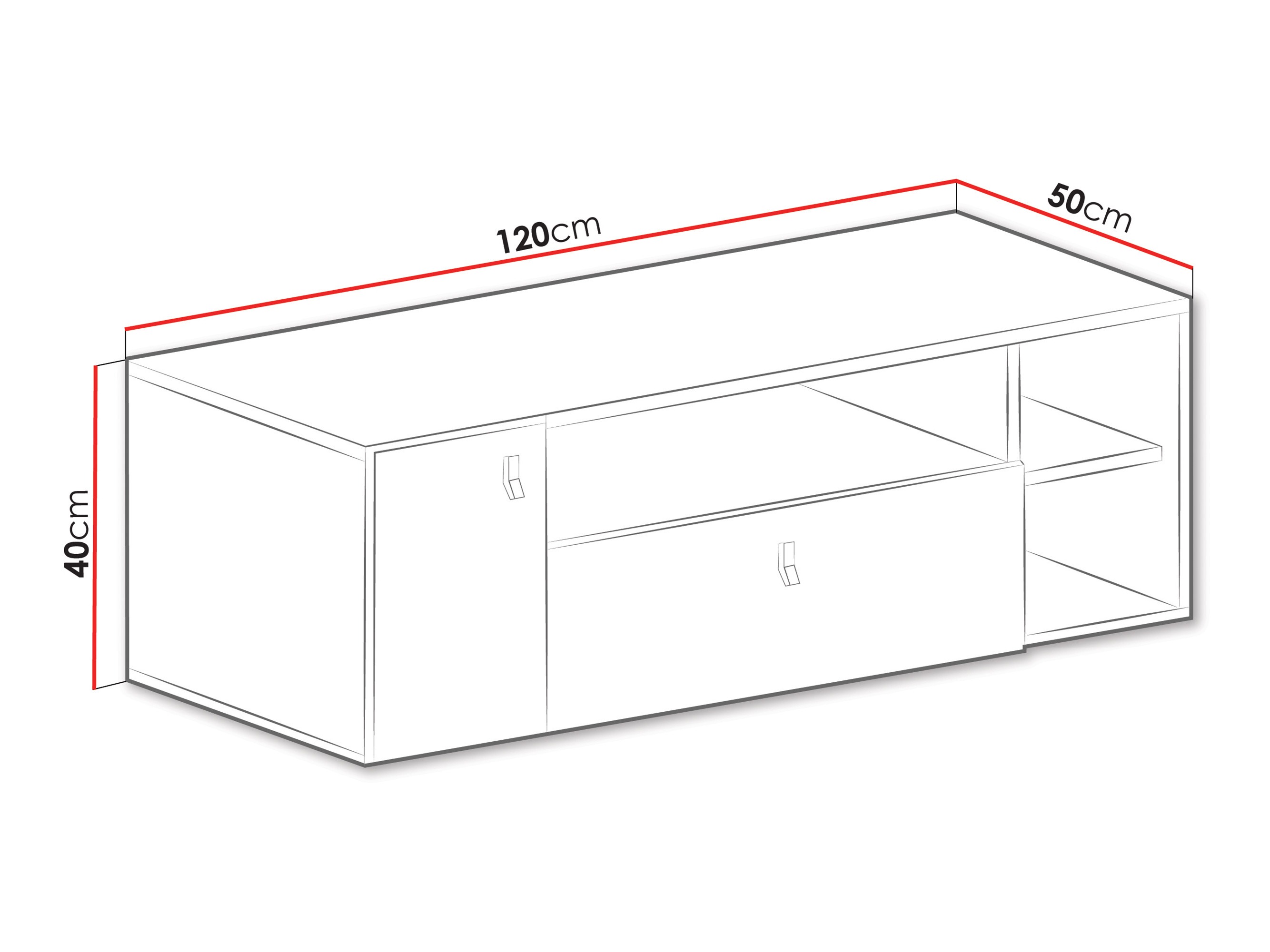 TV-Möbel Camteso 108 (Weiß + Eichenholzoptik + Türkis)