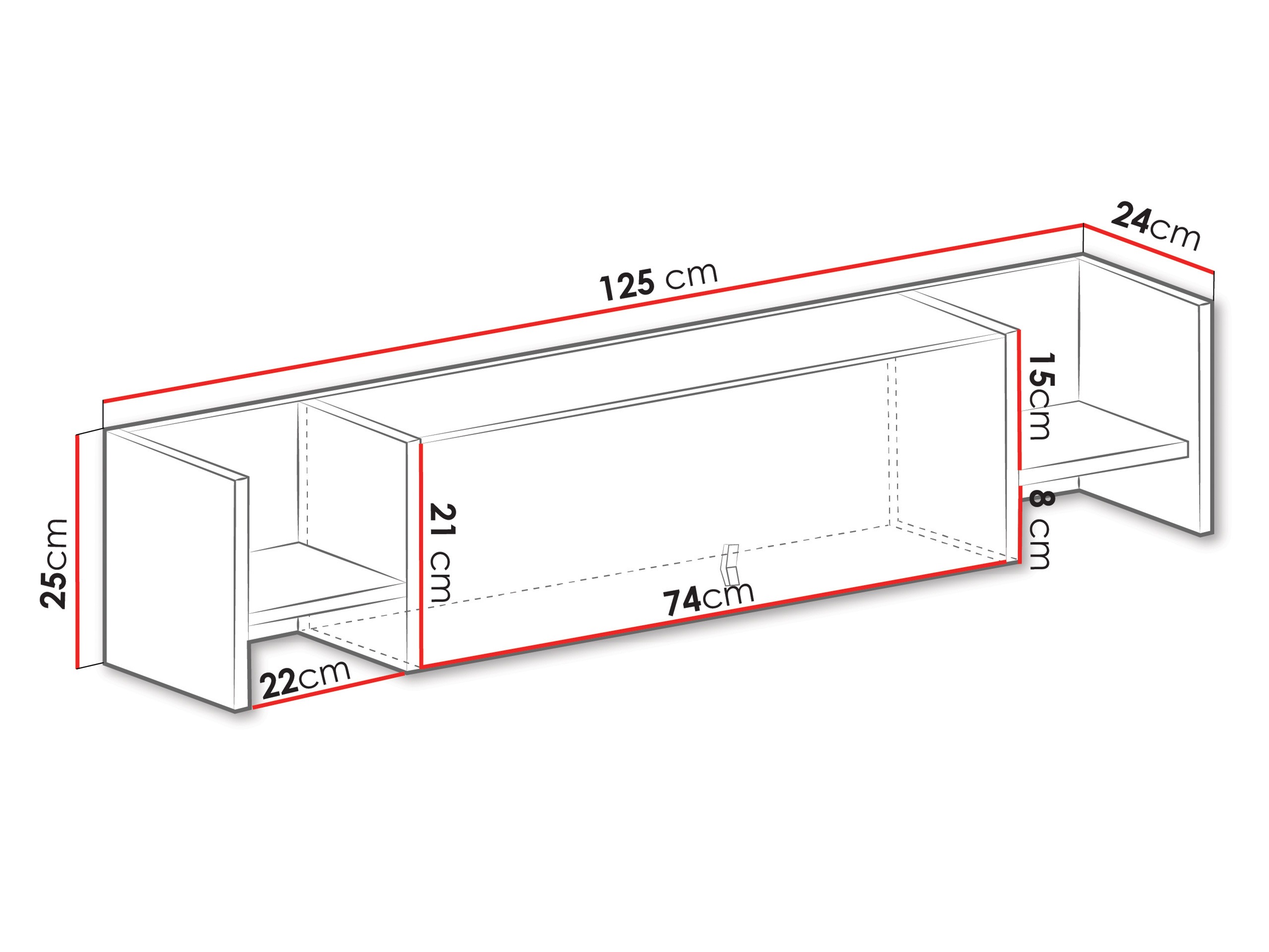 Wandregal Camteso 110 (Weiß + Eichenholzoptik + Türkis)