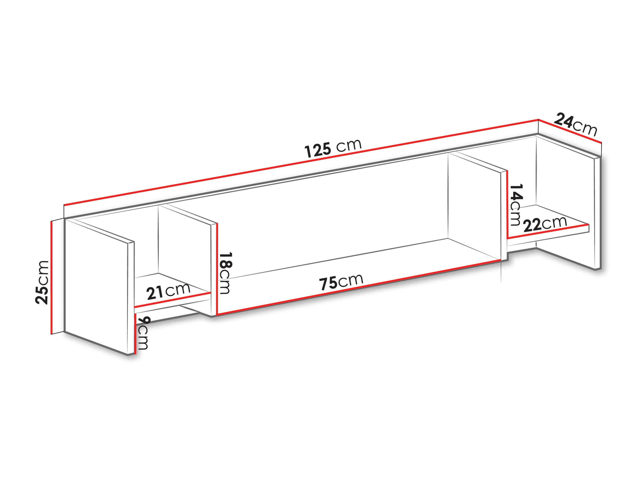 Wandregal Camteso 111 (Weiß + Eichenholzoptik + Türkis)