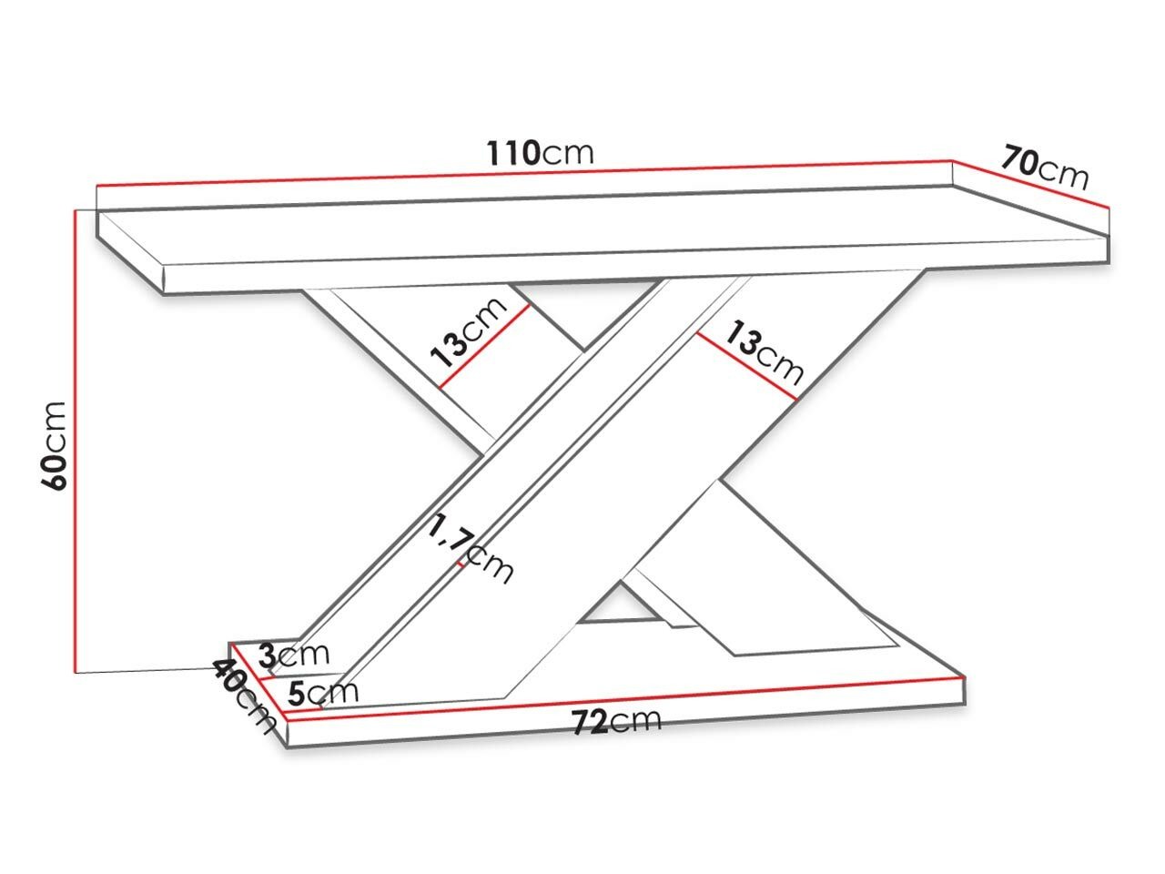 Couchtisch Goodyear 116 (Schwarz glänzend + Beton)
