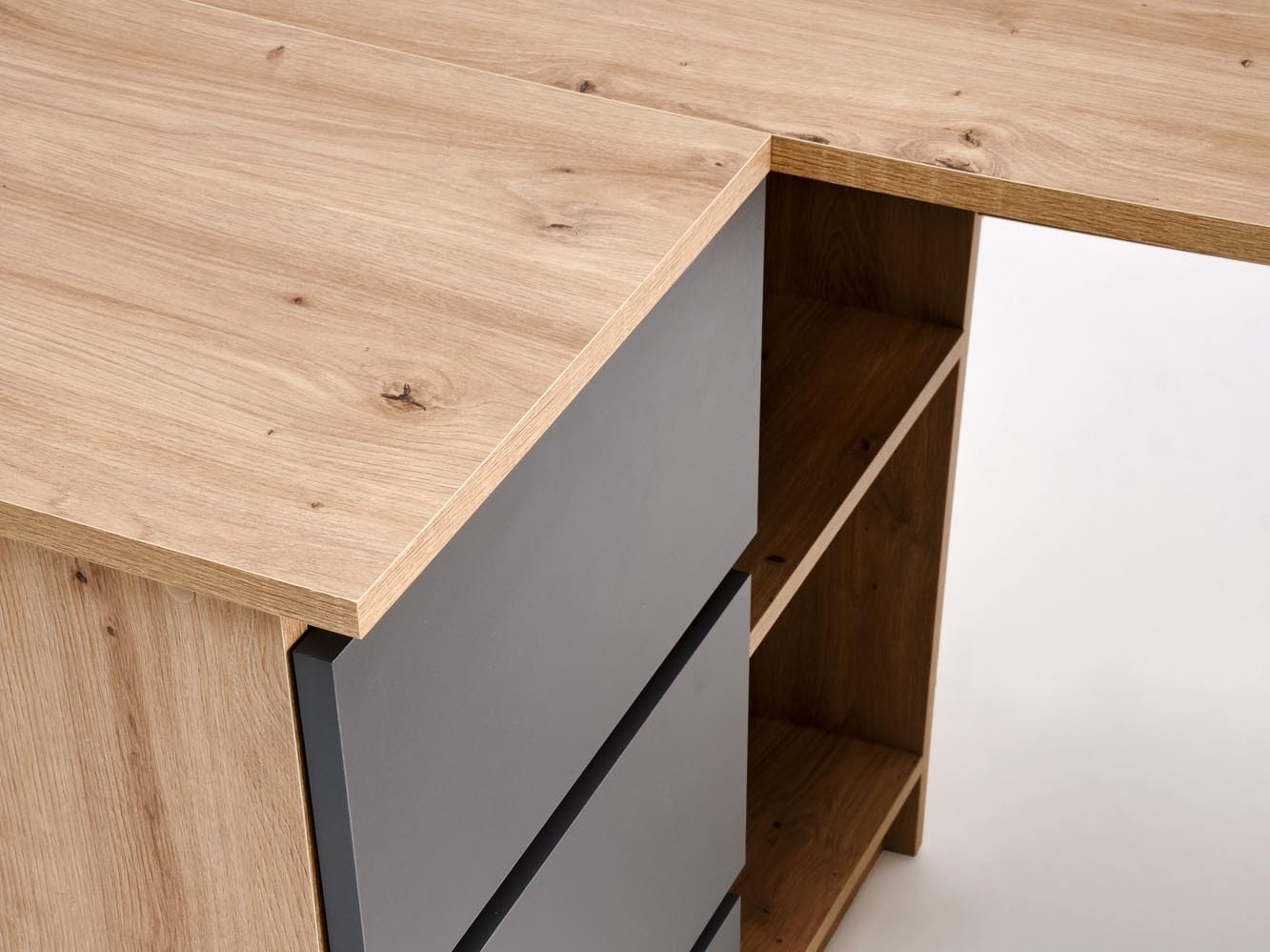 Eckschreibtisch Houston 1950 (Graphit + Artisan Eichenholzoptik)