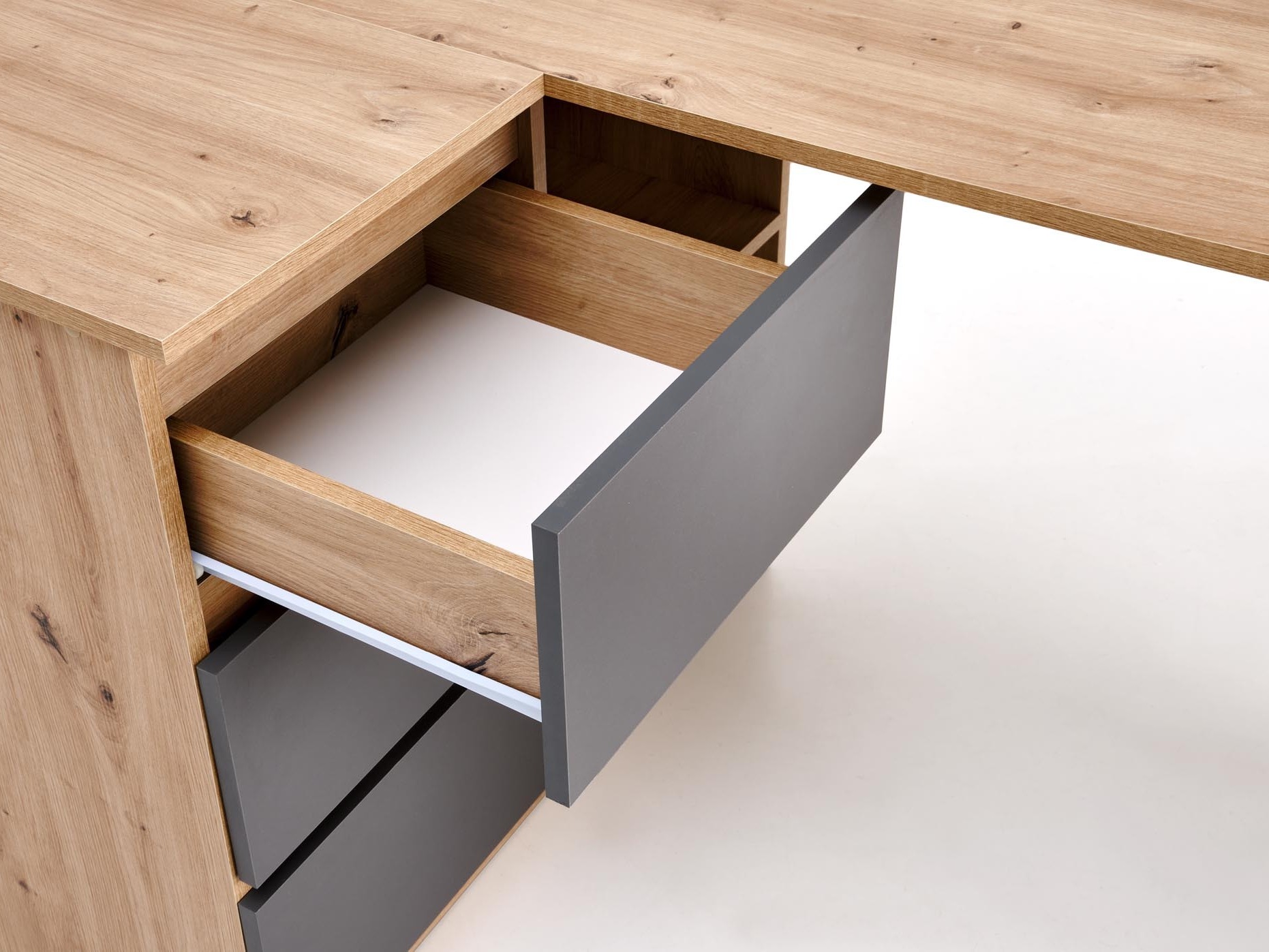 Eckschreibtisch Houston 1950 (Graphit + Artisan Eichenholzoptik)