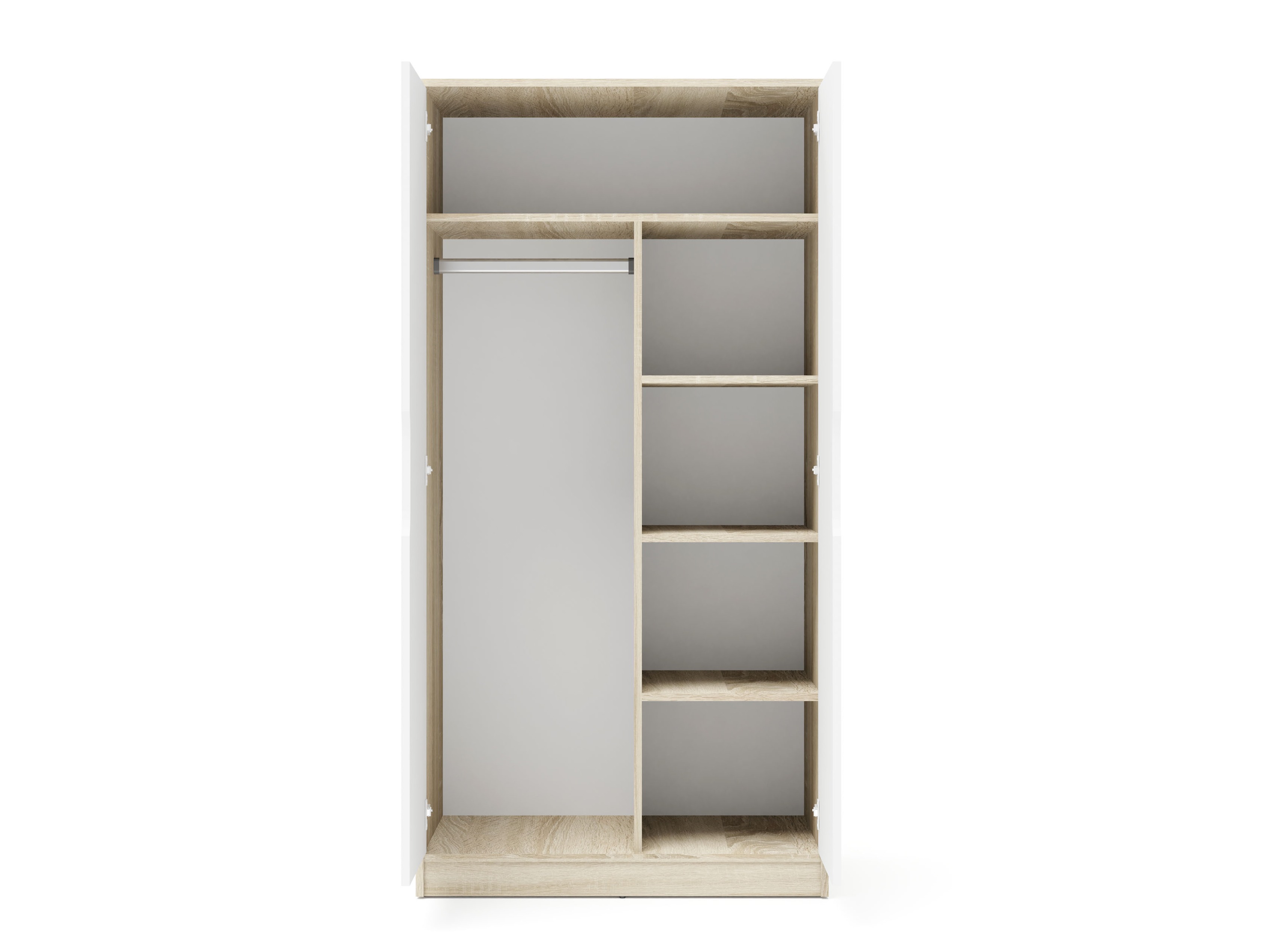 Kleiderschrank Elitenu 101 (Sonoma Eichenholzoptik + Weiß)