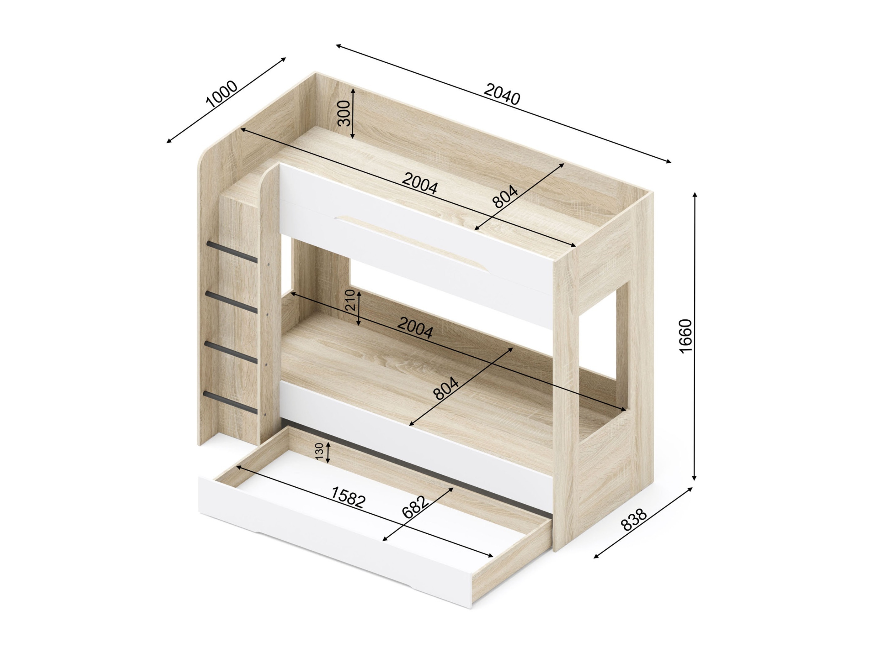 Kinderzimmer-Set Elitenu 105 (Sonoma Eichenholzoptik + Weiß)