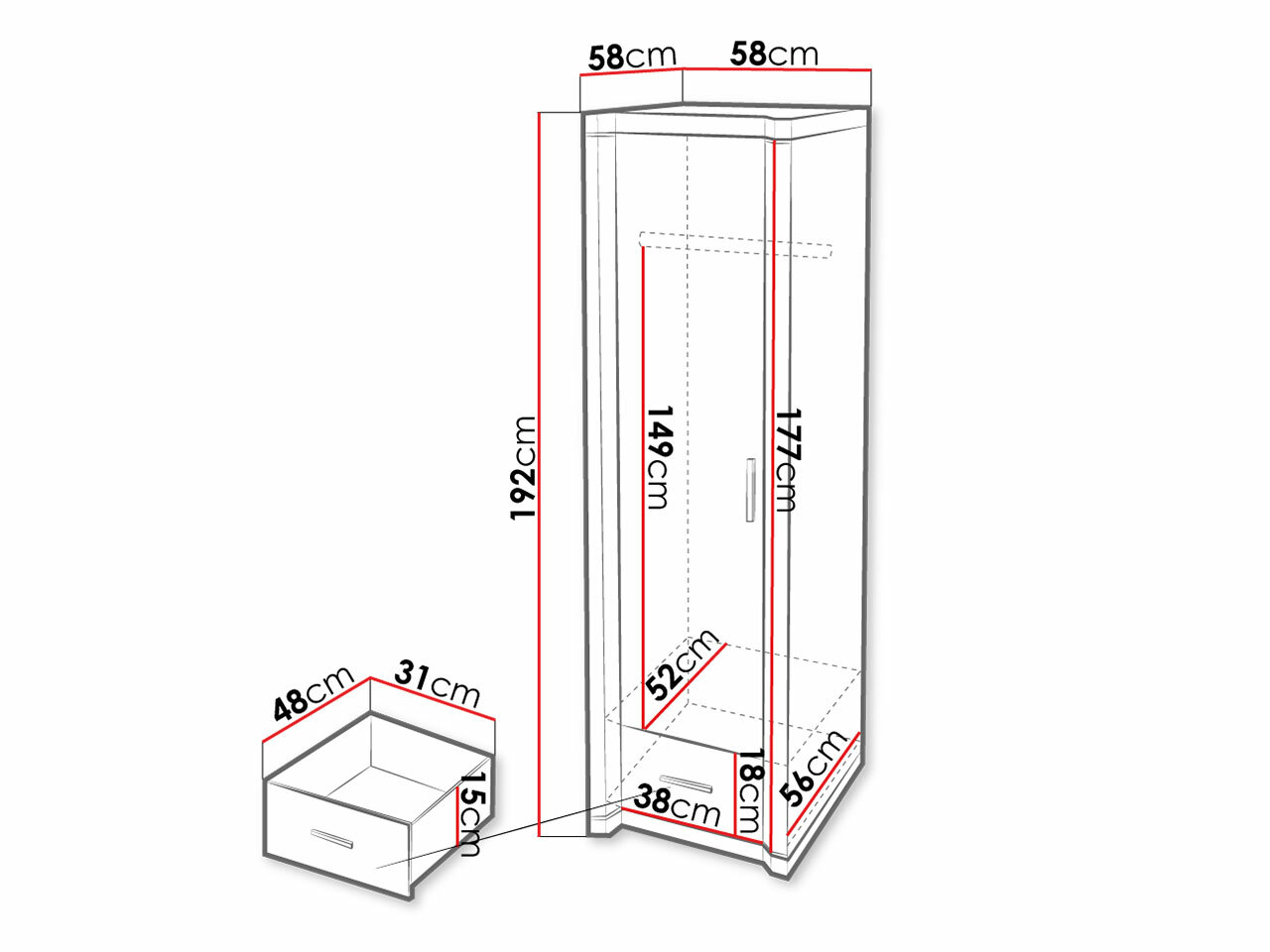Kleiderschrank Lorelie 117 (Trüffel eichenholzoptik)