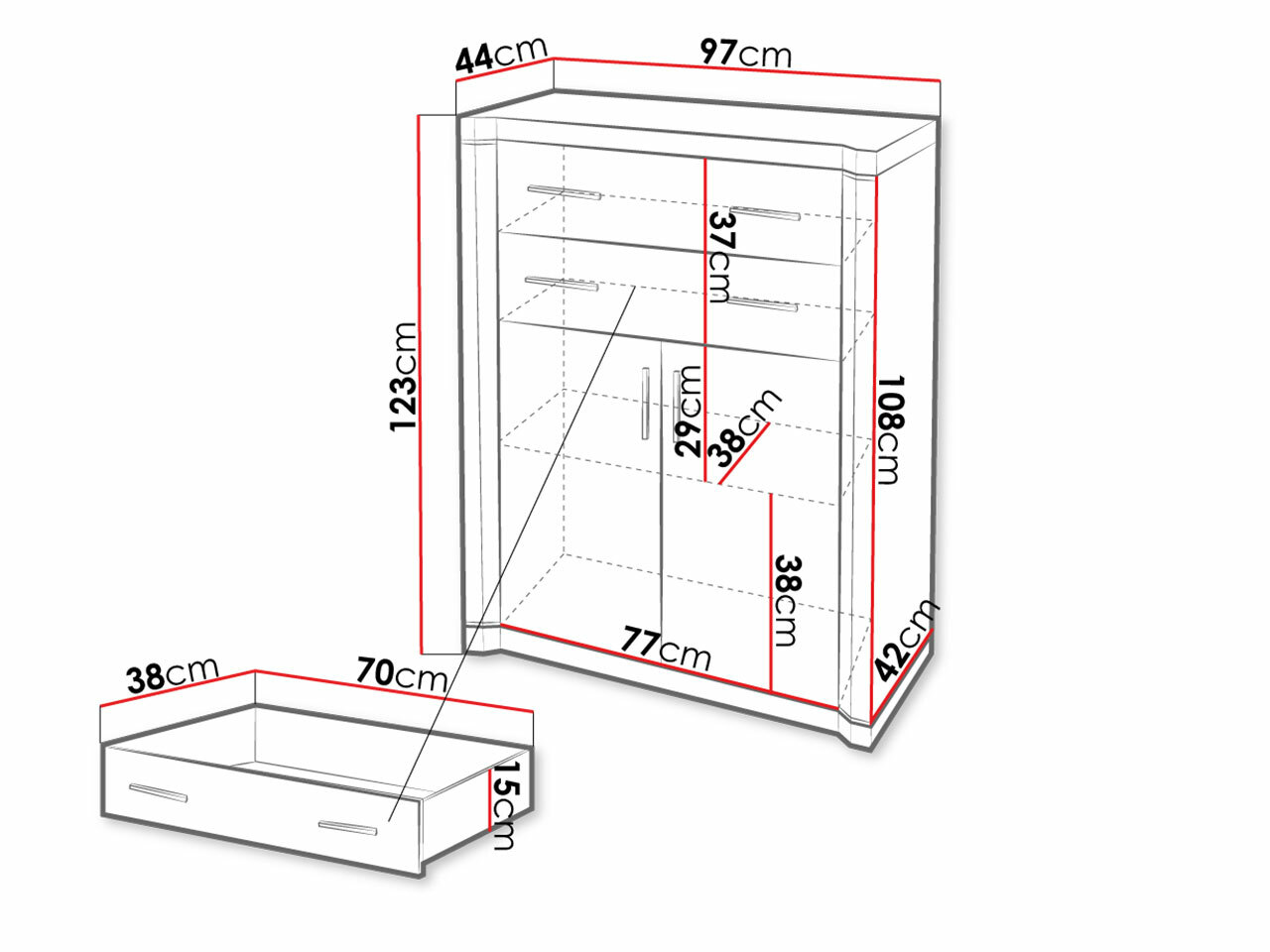 Kommoden Lorelie 105 (Trüffel eichenholzoptik)