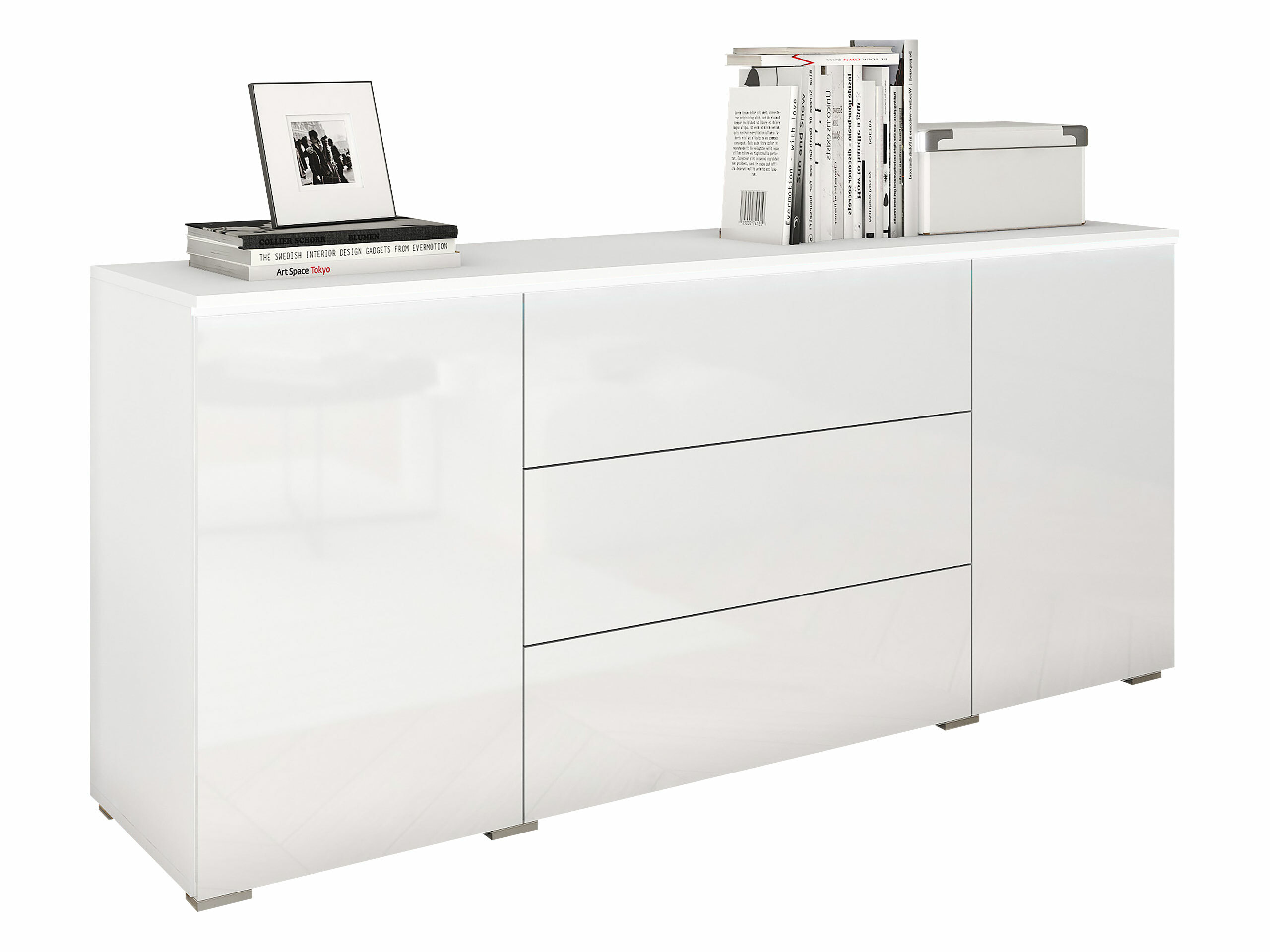 Kommoden Mirfivo 102 (Weiß + Weiß glänzend)
