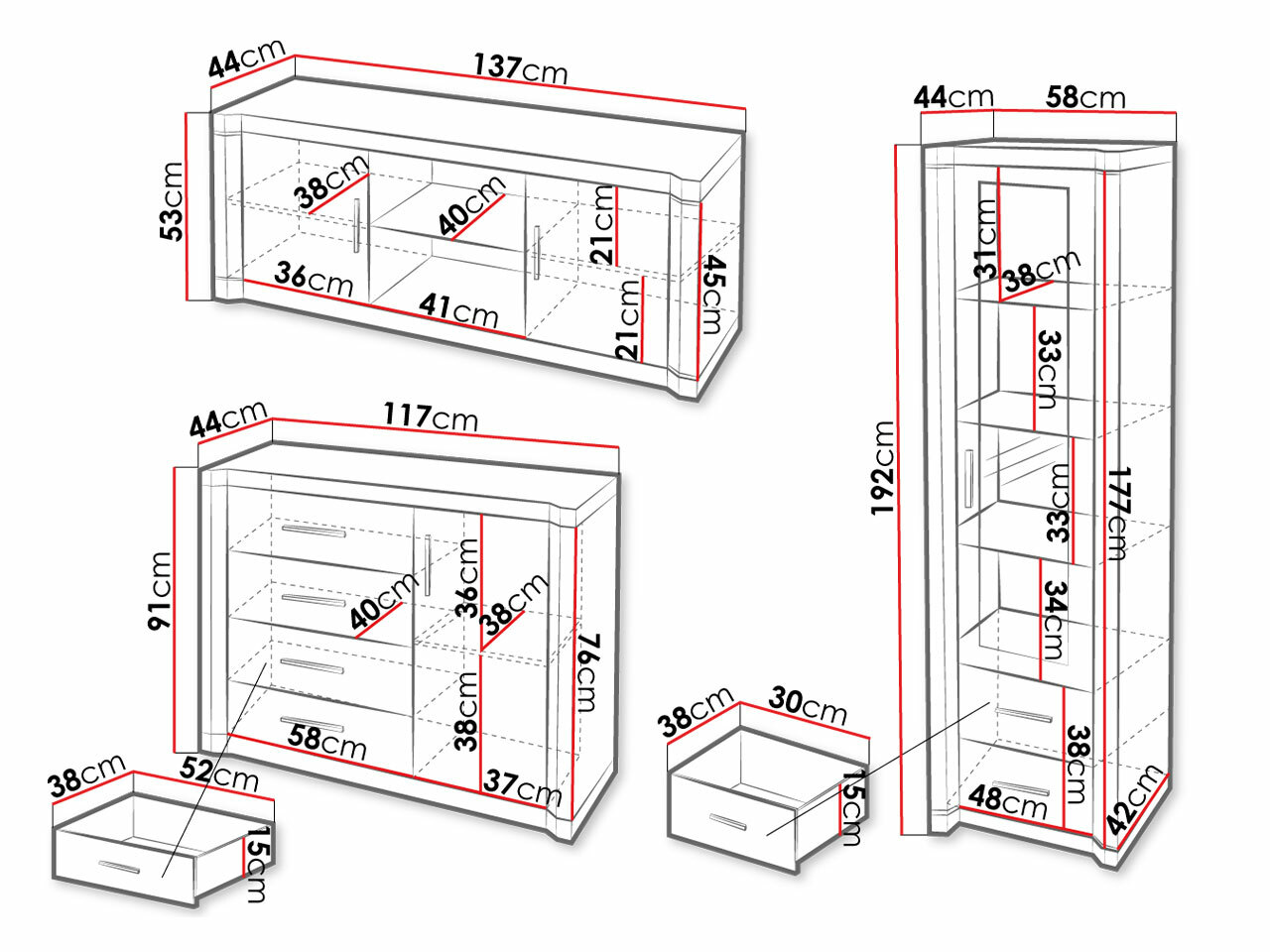Wohnzimmer-Sets Lorelie 122 (Trüffel eichenholzoptik)