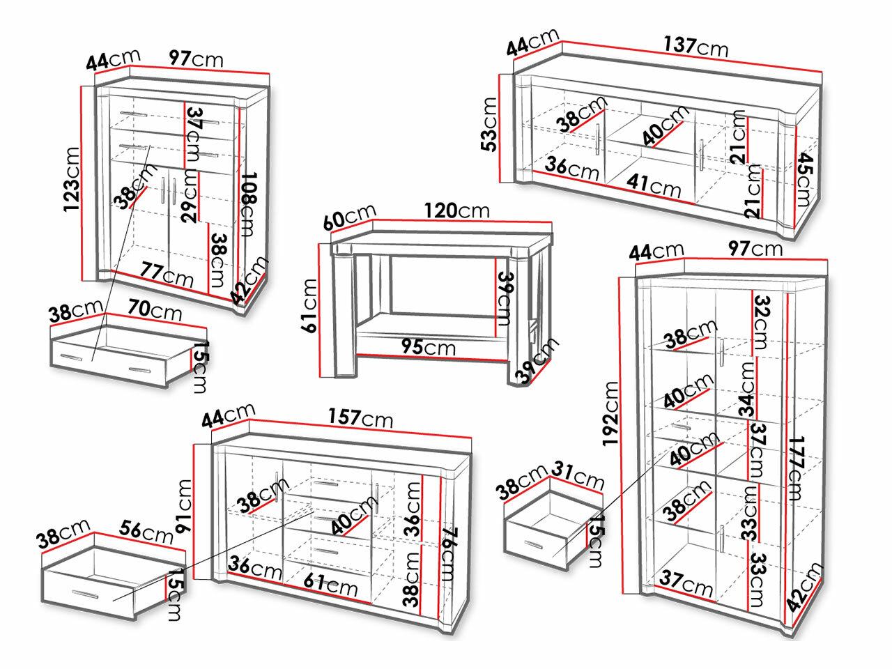 Wohnzimmer-Sets Lorelie 124 (Trüffel eichenholzoptik)