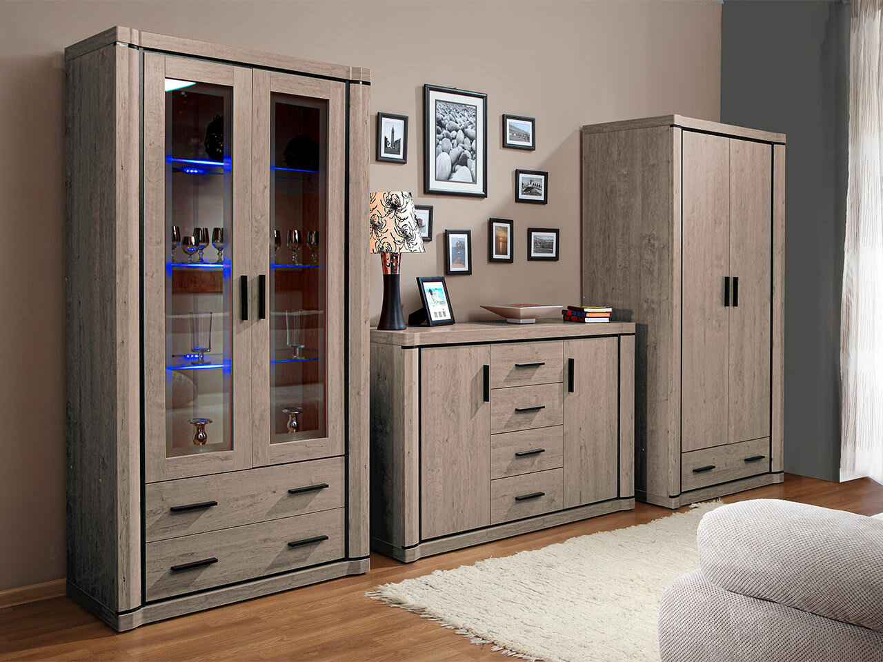 Wohnzimmer-Sets Lorelie 125 (Trüffel eichenholzoptik)
