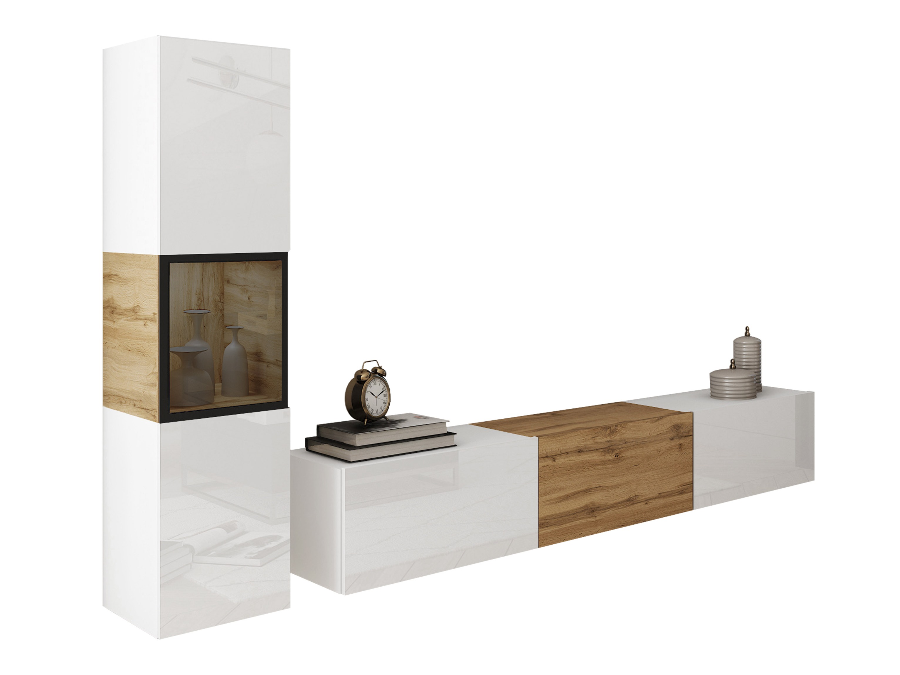 Wohnzimmer-Sets Sarasota 192 (Weiß + Wotan Eiche)