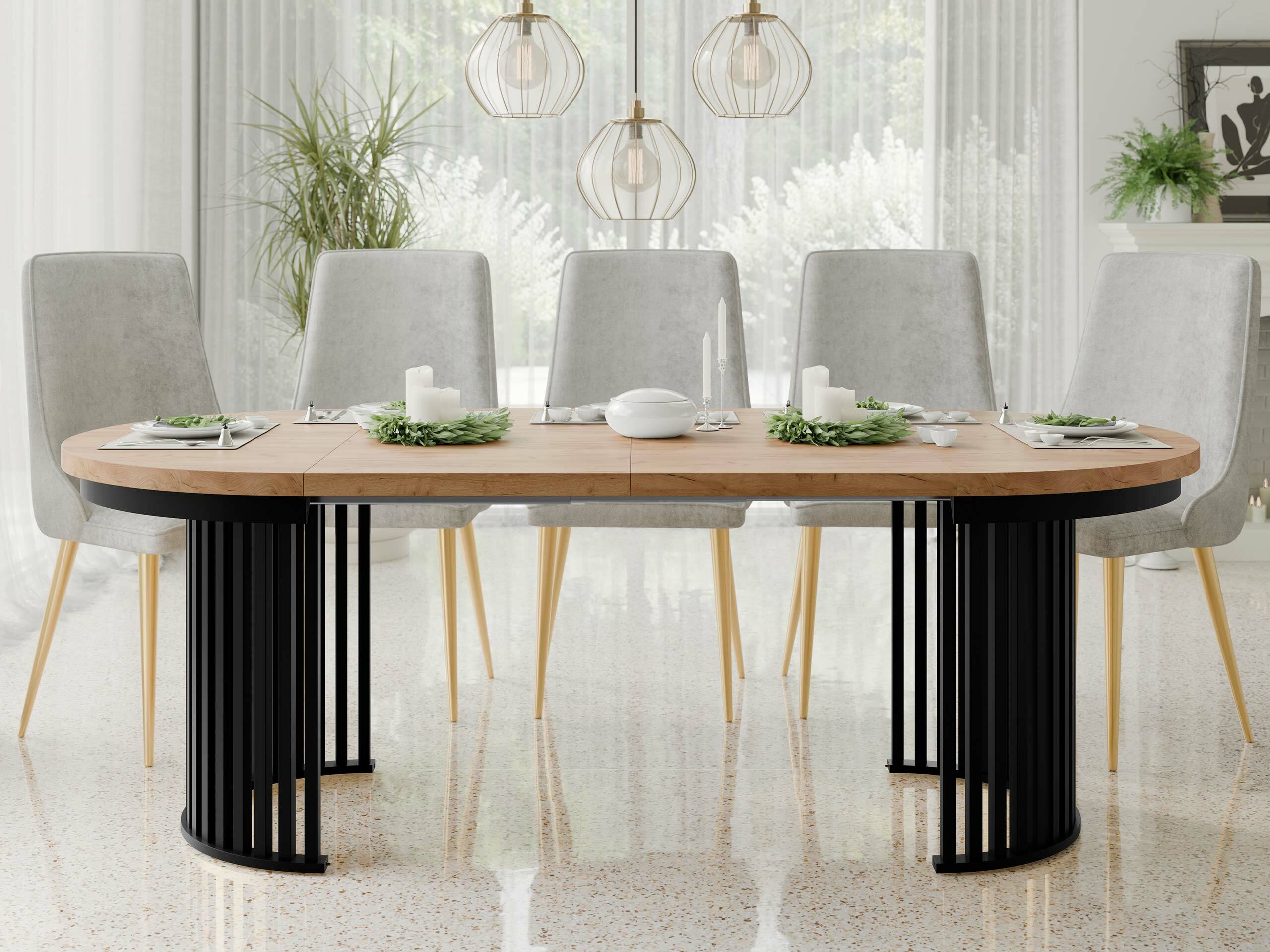 Tisch Racine 145 (Craft goldene Eichenholzoptik + Schwarz)