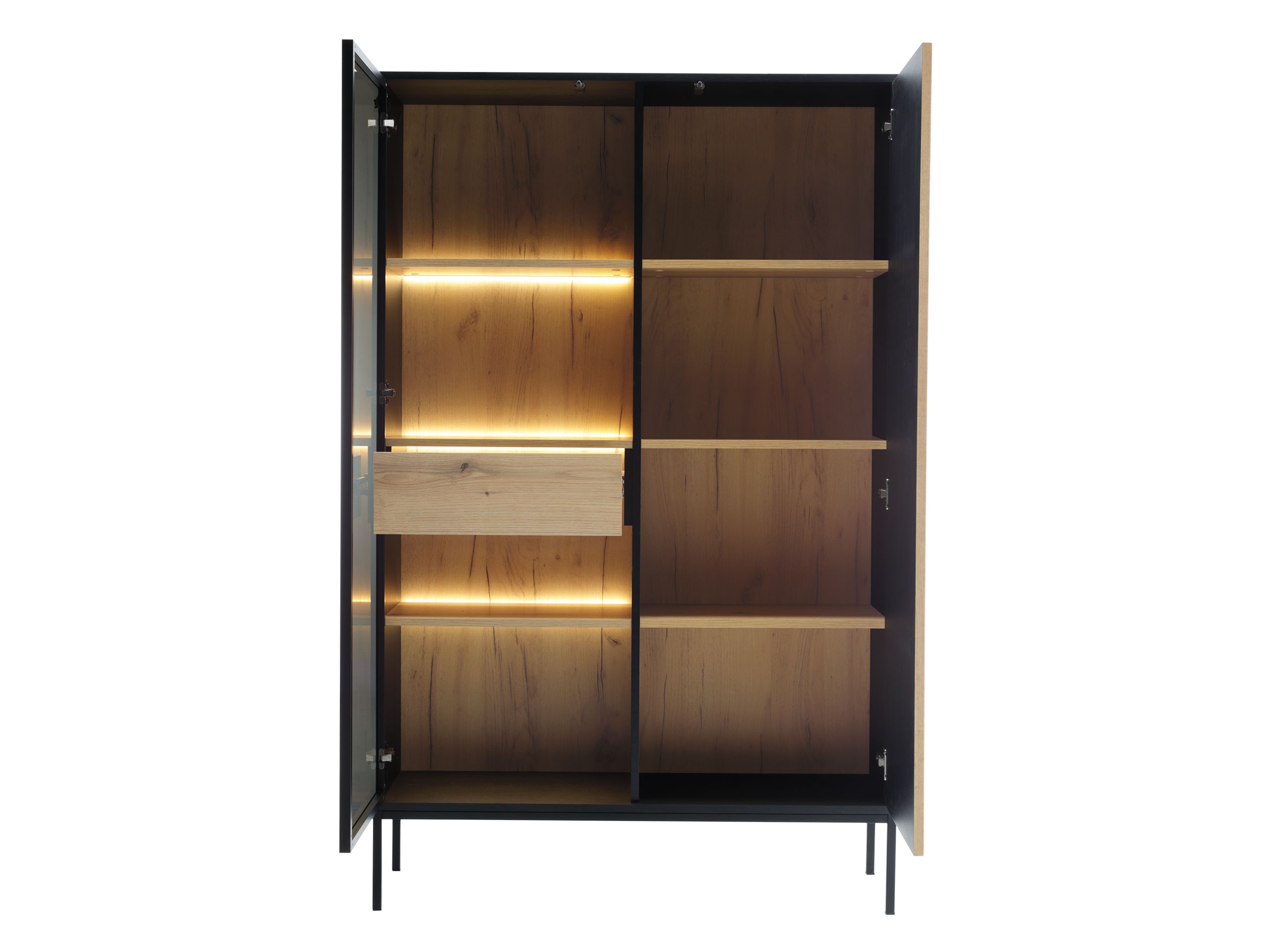 Wohnzimmer-Sets Manal (Schwarz + Wotan Eiche)