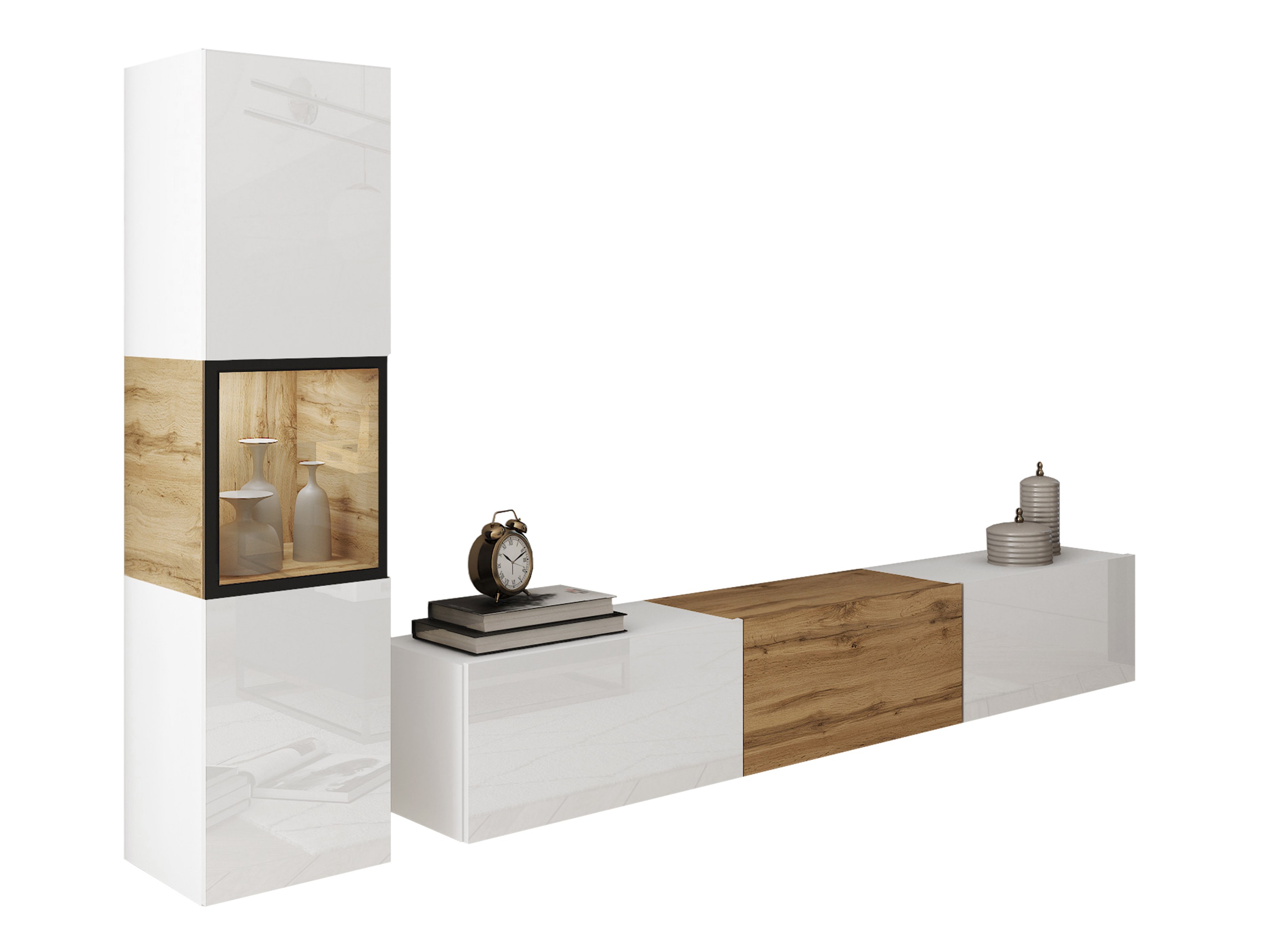 Wohnzimmer-Sets Sarasota 192 (Weiß + Wotan Eiche)
