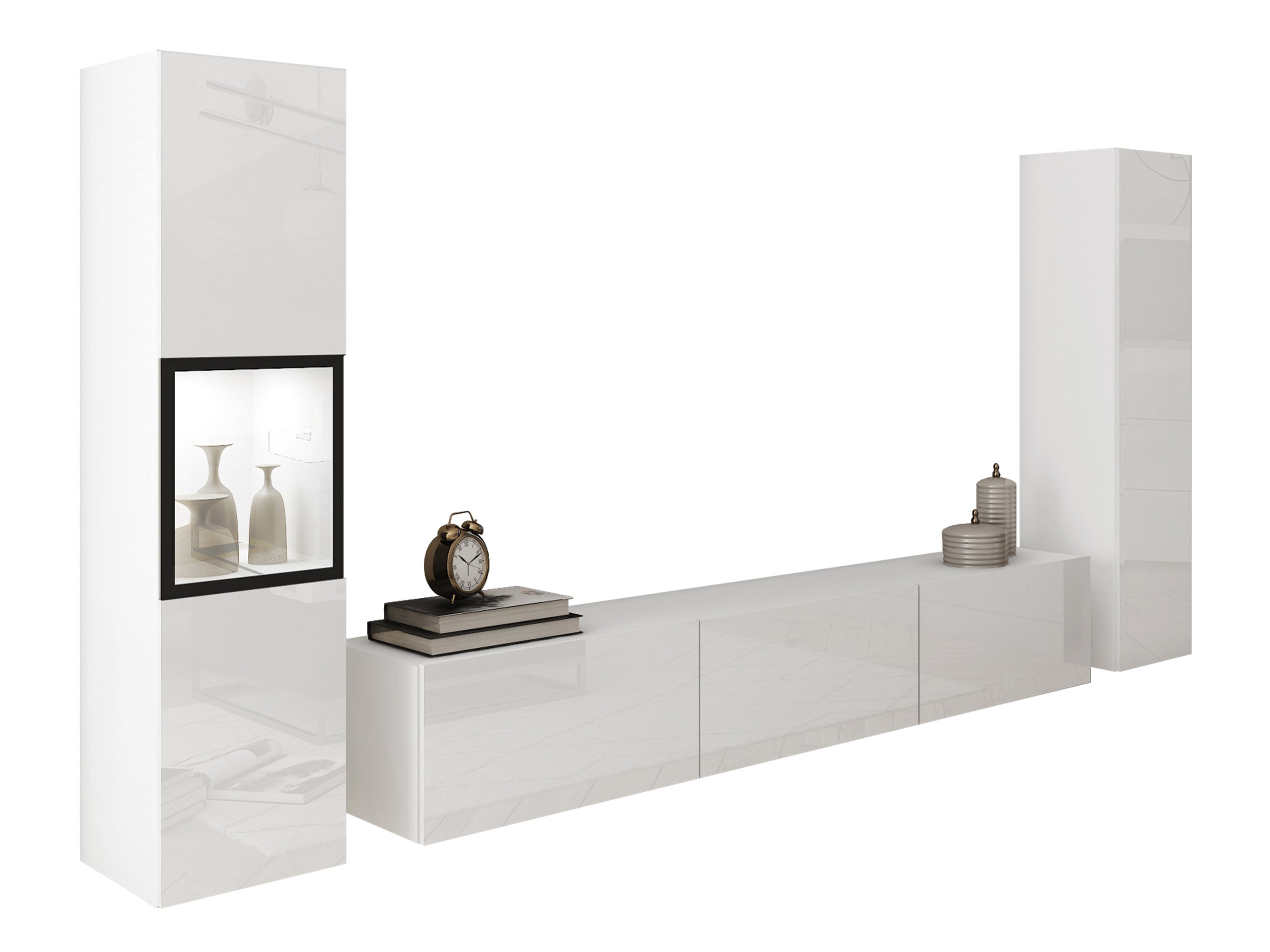 Wohnzimmer-Sets Sarasota 193 (Weiß + Weiß glänzend)