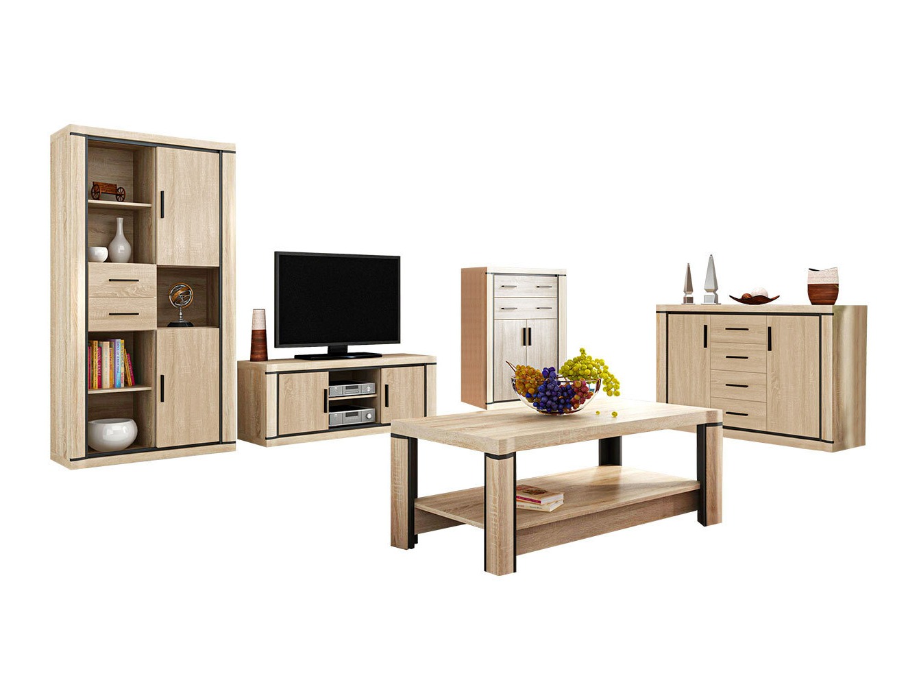 Wohnzimmer-Sets Lorelie 124 (Sonoma Eichenholzoptik)