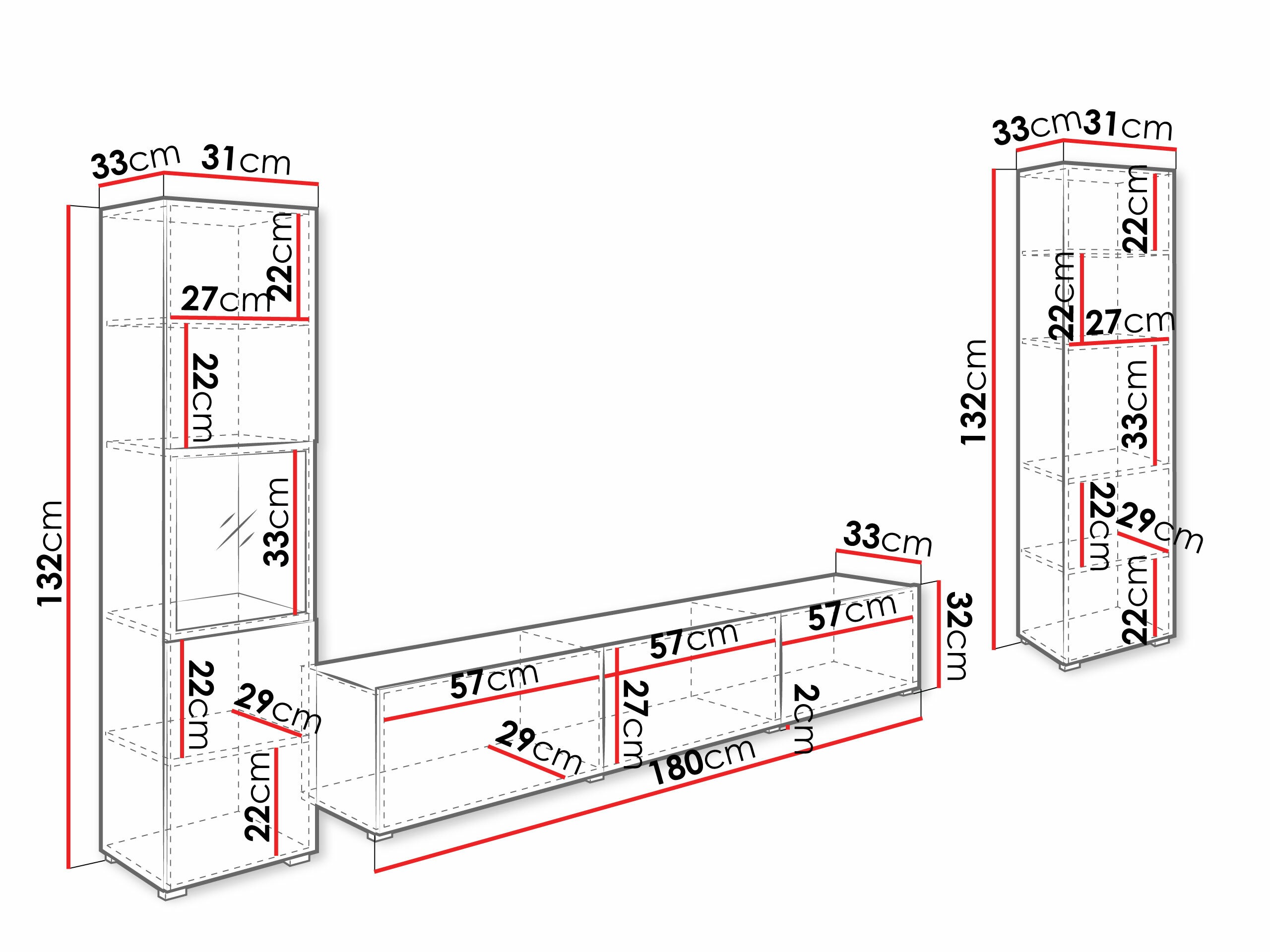 Wohnzimmer-Sets Sarasota 193 (Weiß + Weiß glänzend)