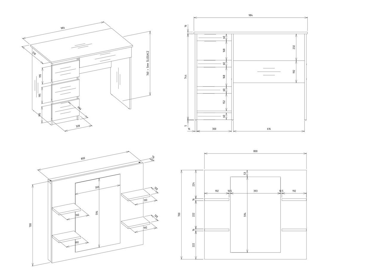 Schminktisch Mandeville 351 (Links)