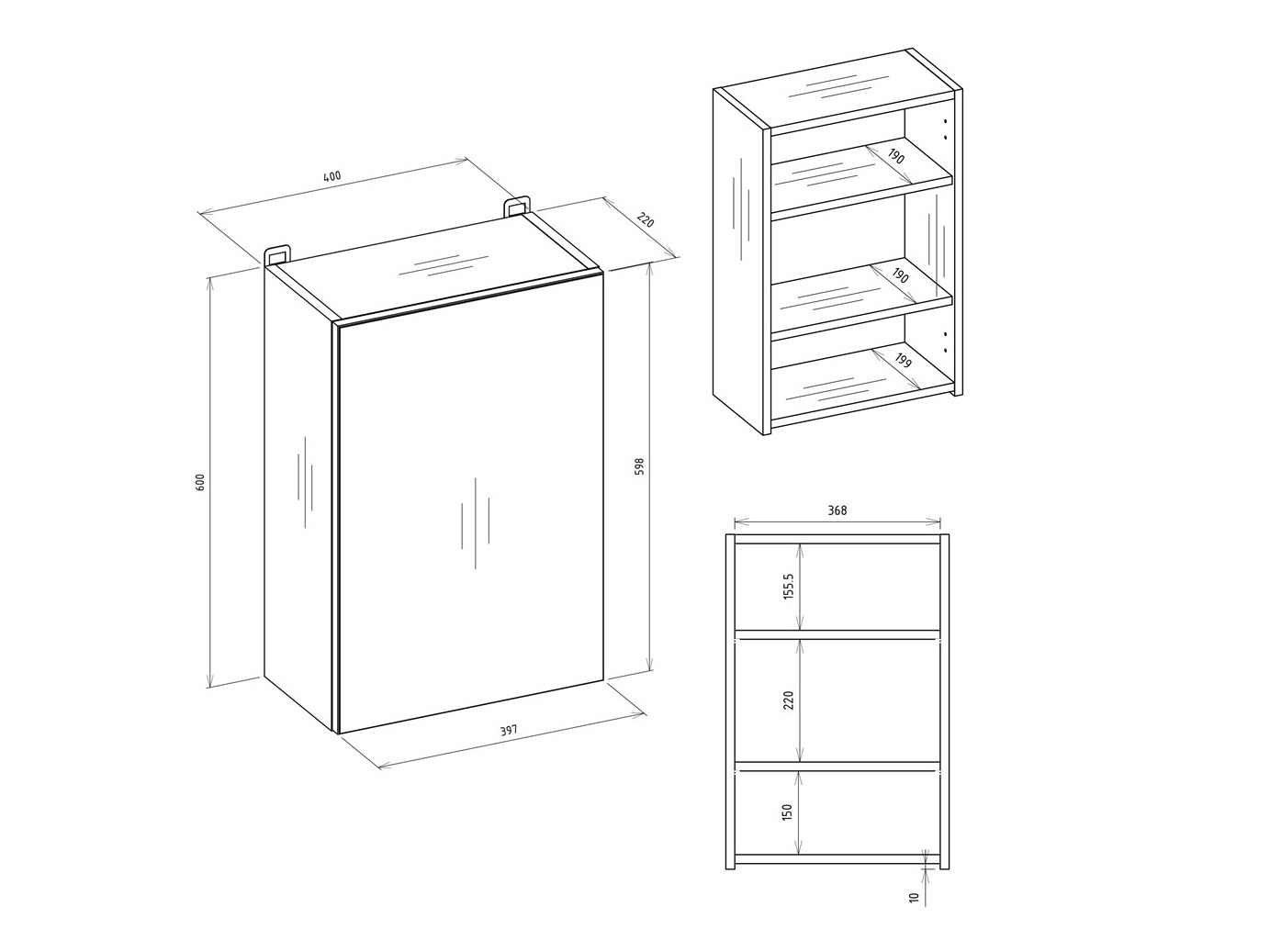 Spiegelschrank fürs Badezimmer Balelbo 100 (Weiß)