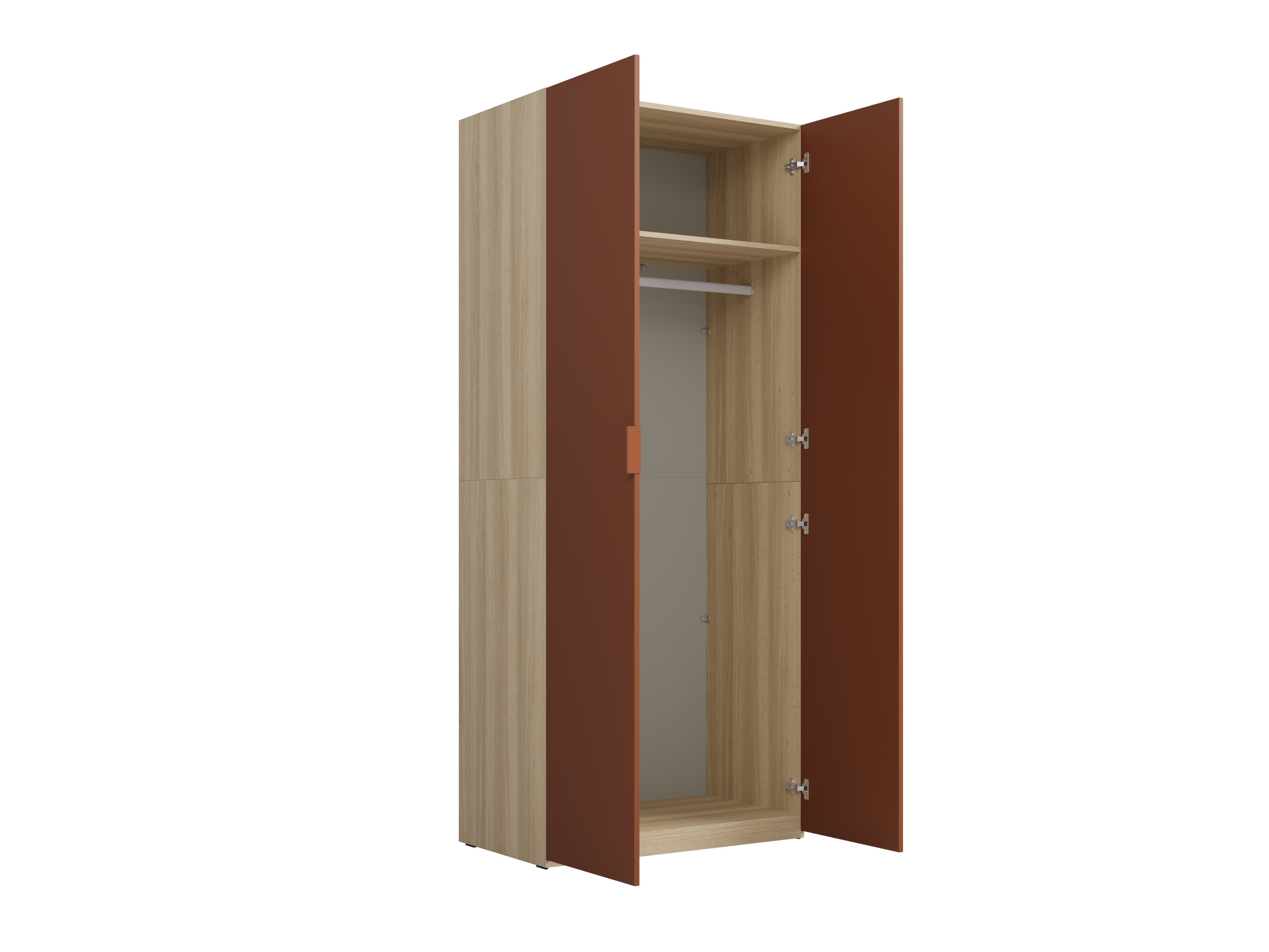 Kleiderschrank Austin 387 (Orange + Eichenholzoptik)