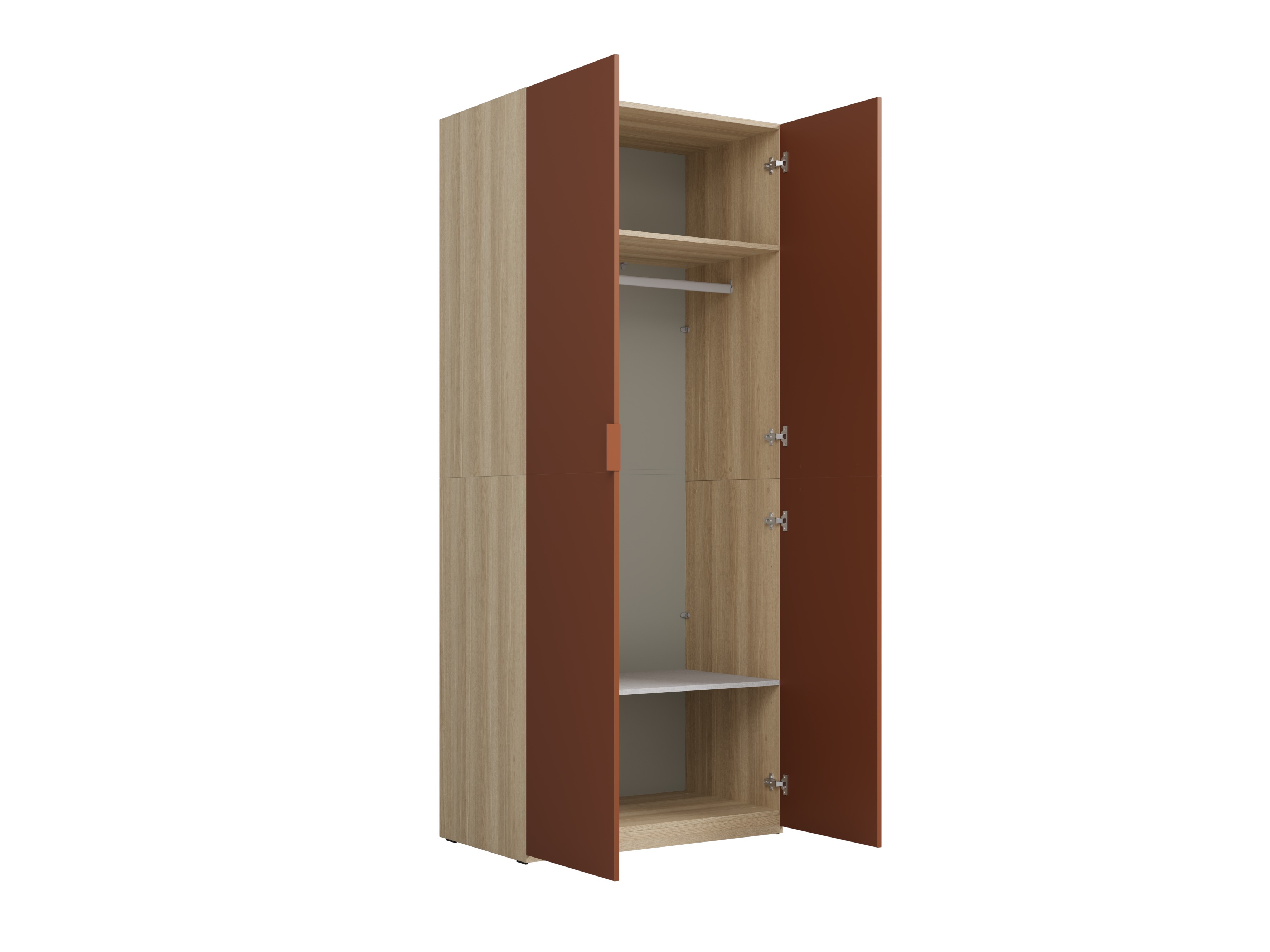 Kleiderschrank Austin 387 (Orange + Eichenholzoptik)