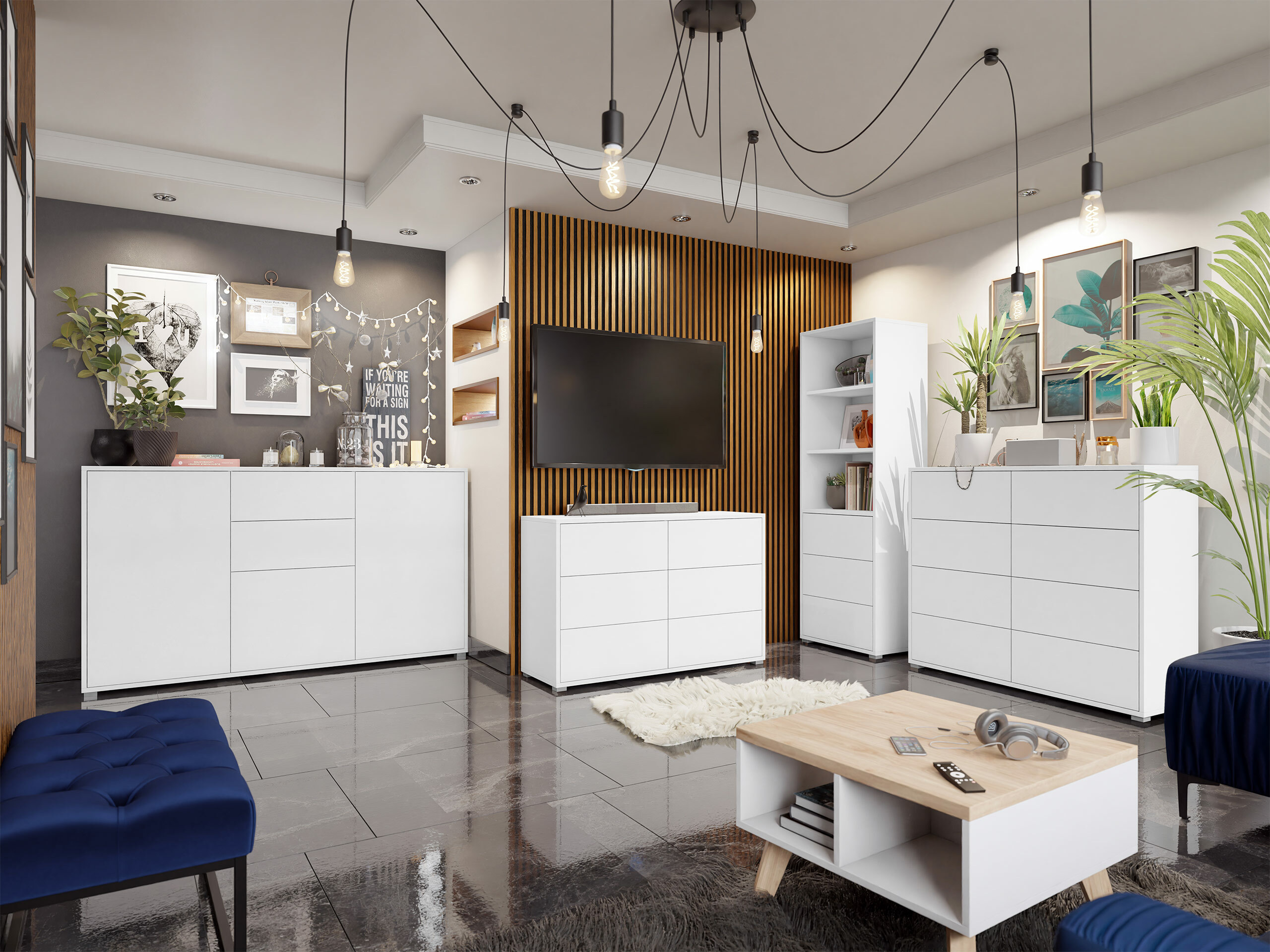 Wohnzimmer-Sets Comfivo Fersoe 108 (Weiß)