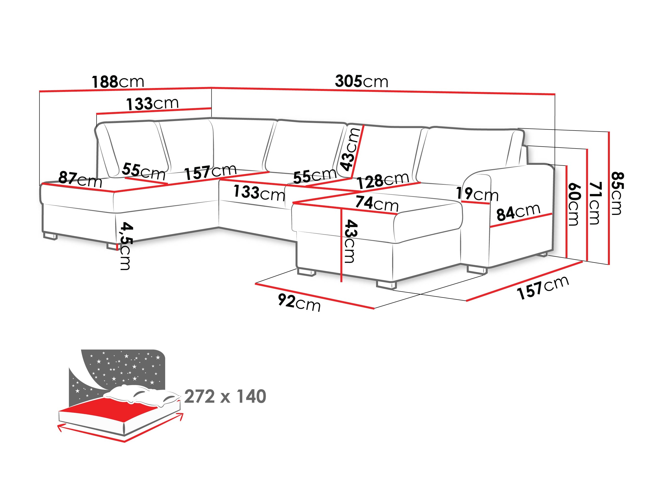 Ecksofa Comfivo Flumen (Nazar 225.02)