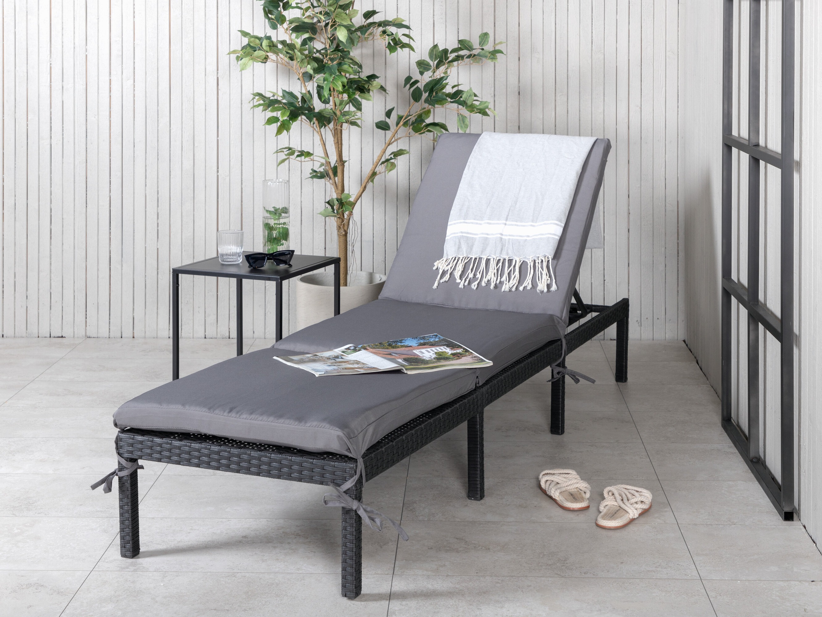 Garten-Loungesessel Dallas 904 (Schwarz + Grau)