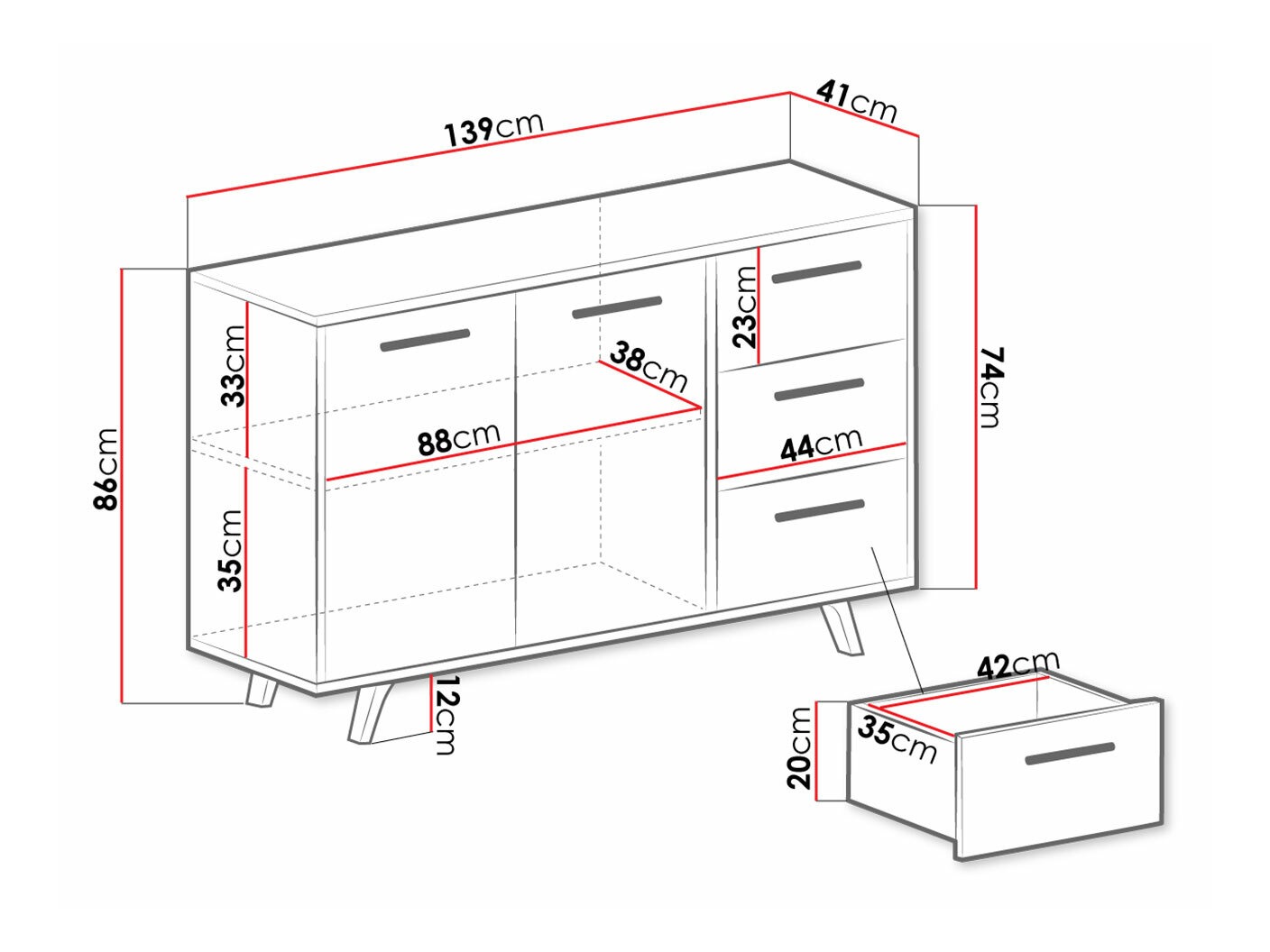 Kommoden Dortivu 160 (Weiß)