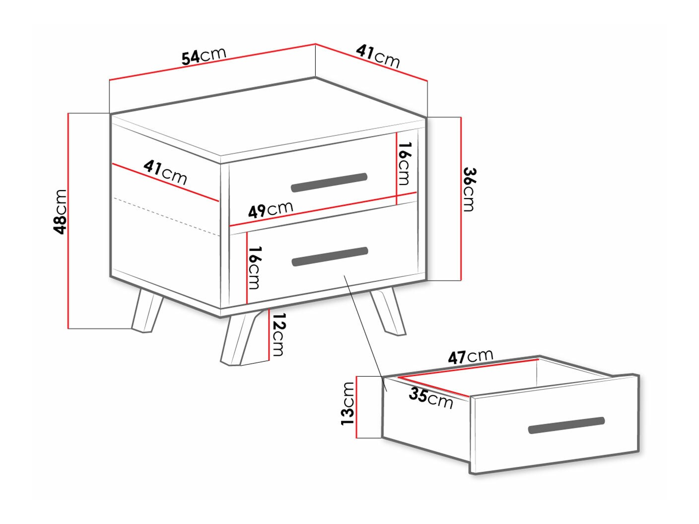 Nachttisch Dortivu 159 (Weiß)