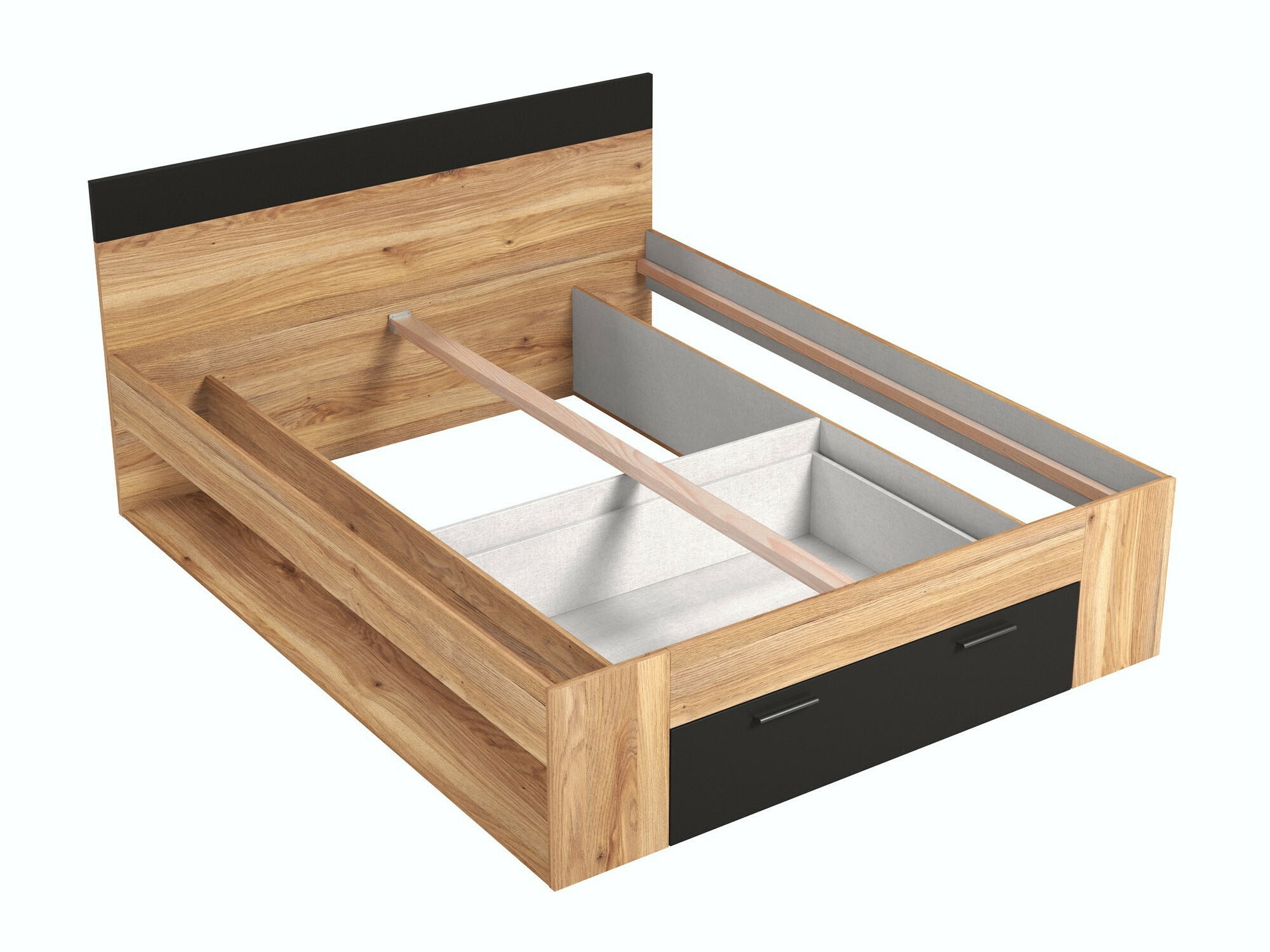 Bett Melvele 108 (Eichenholzoptik + Schwarz)