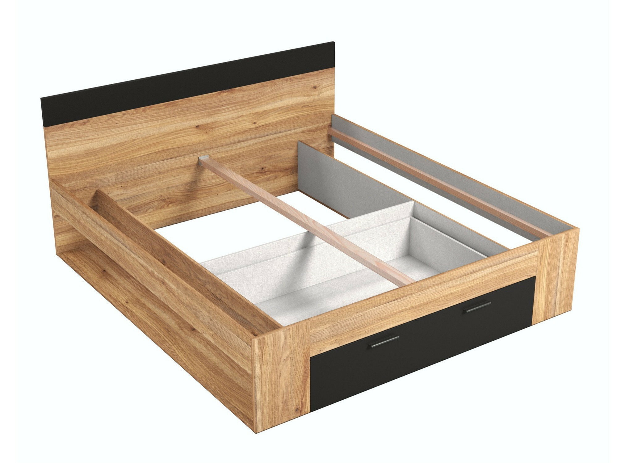 Bett Melvele 108 (Eichenholzoptik + Schwarz)
