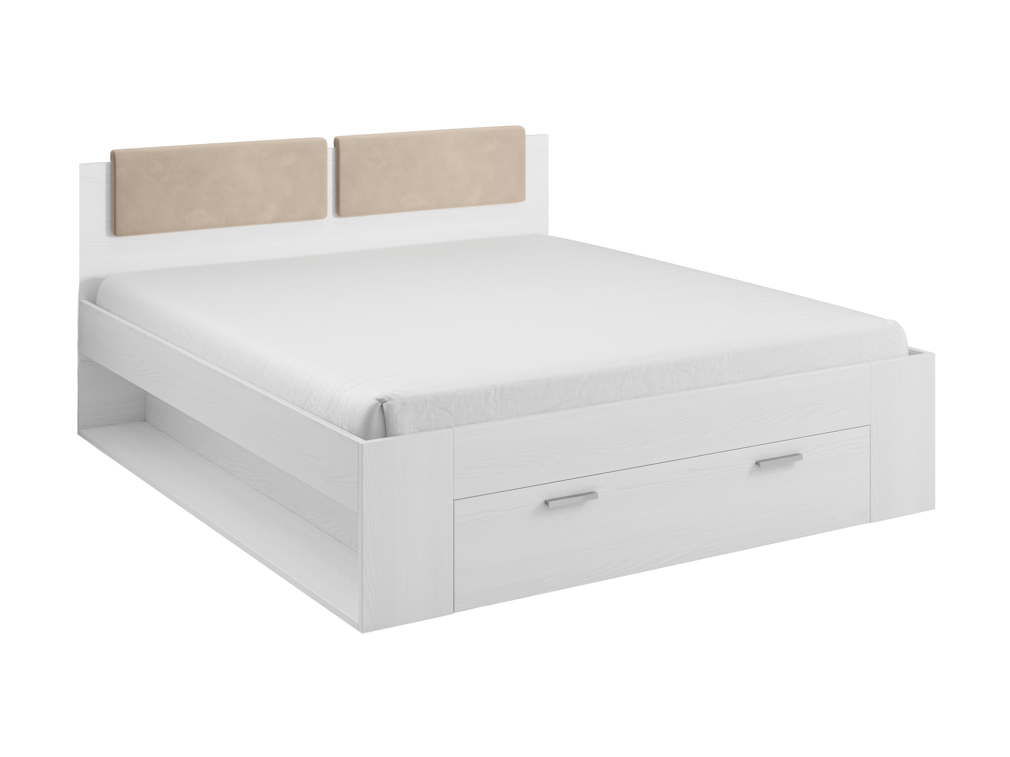 Bett Levruvu 106 (Esche gebleicht + Beige)