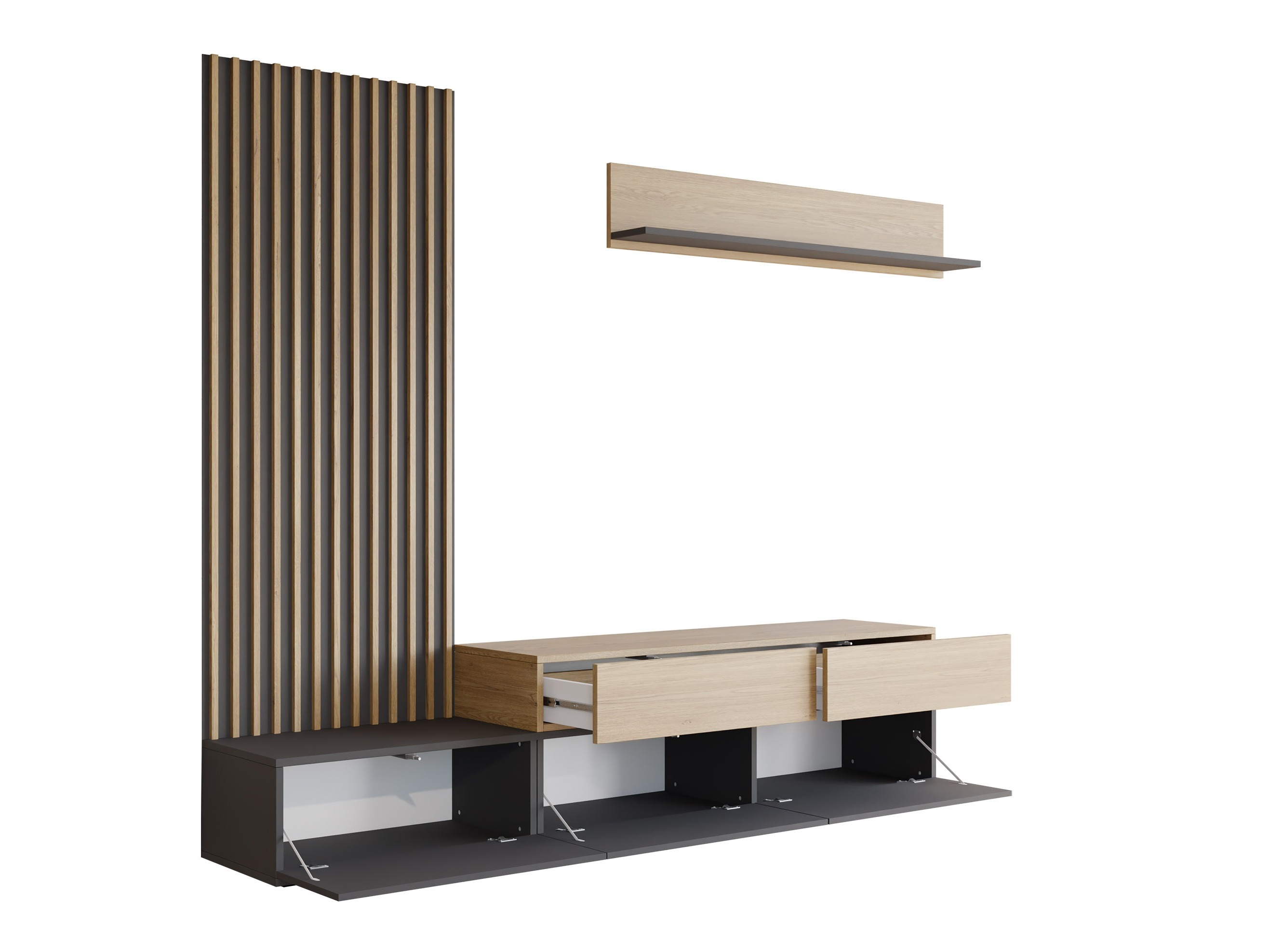 Wohnzimmer-Sets Comfivo 496 (Weiß + Eichenholzoptik)