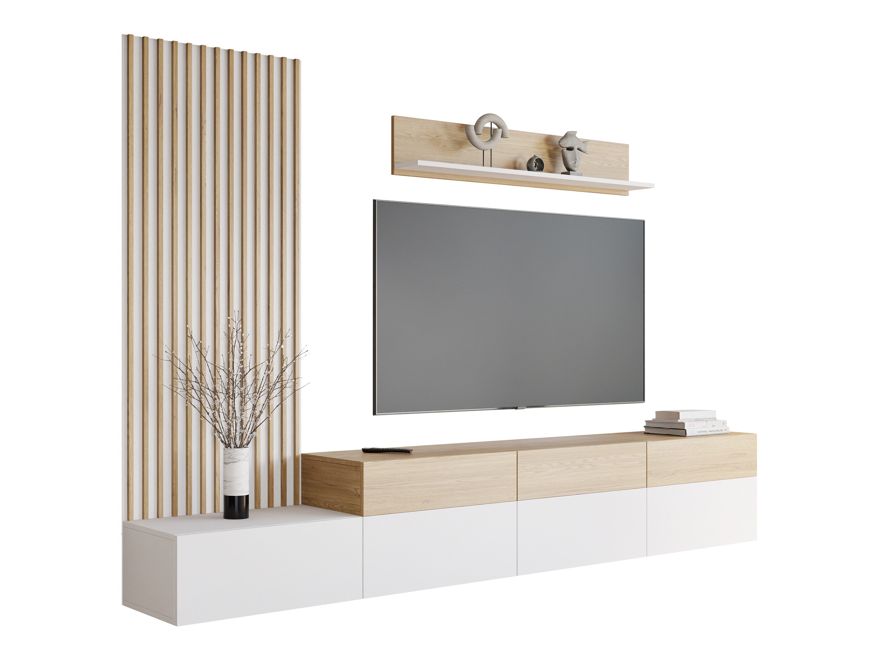Wohnzimmer-Sets Comfivo Munium II (Weiß + Eichenholzoptik)