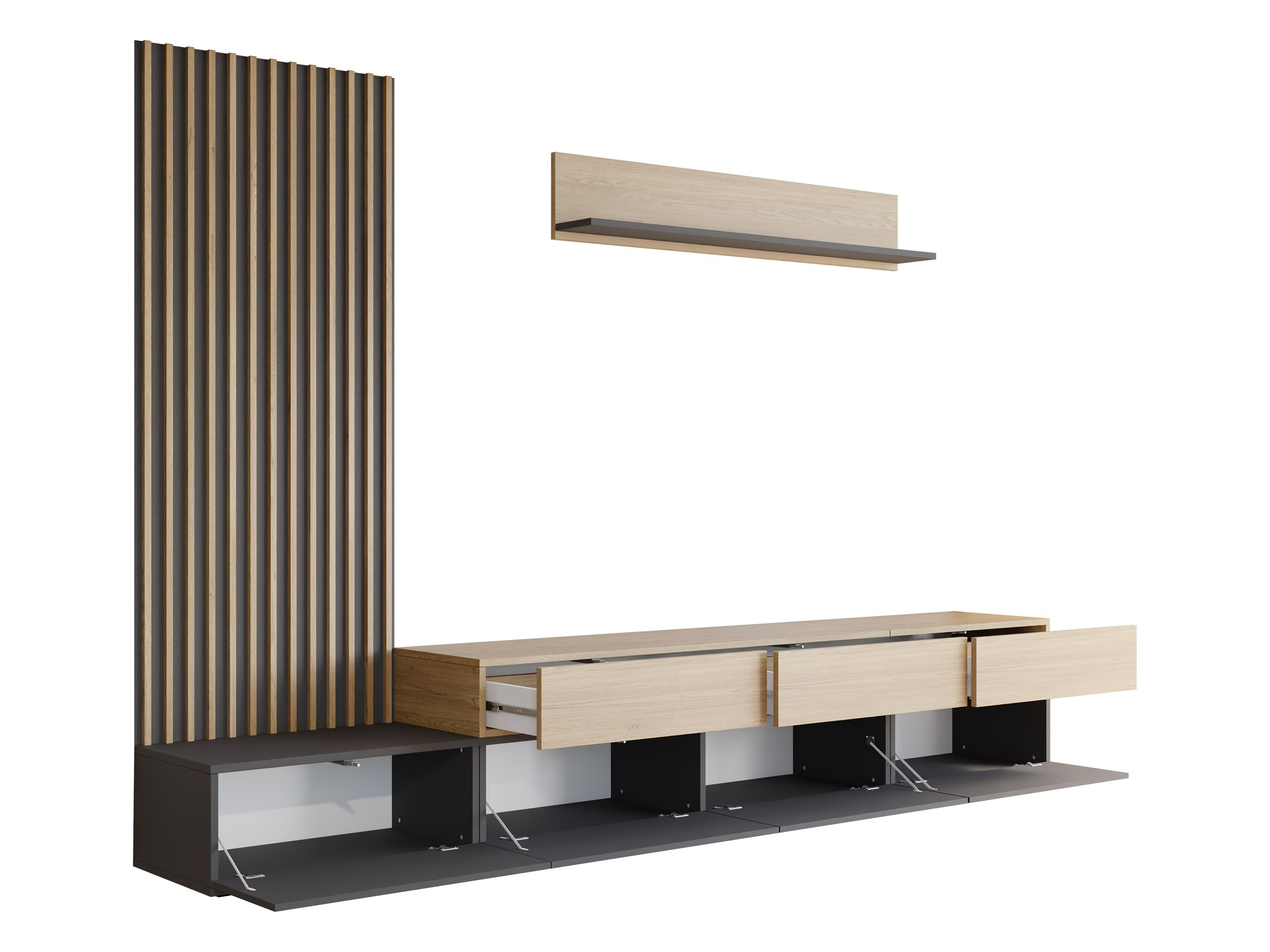 Wohnzimmer-Sets Comfivo Munium II (Weiß + Eichenholzoptik)