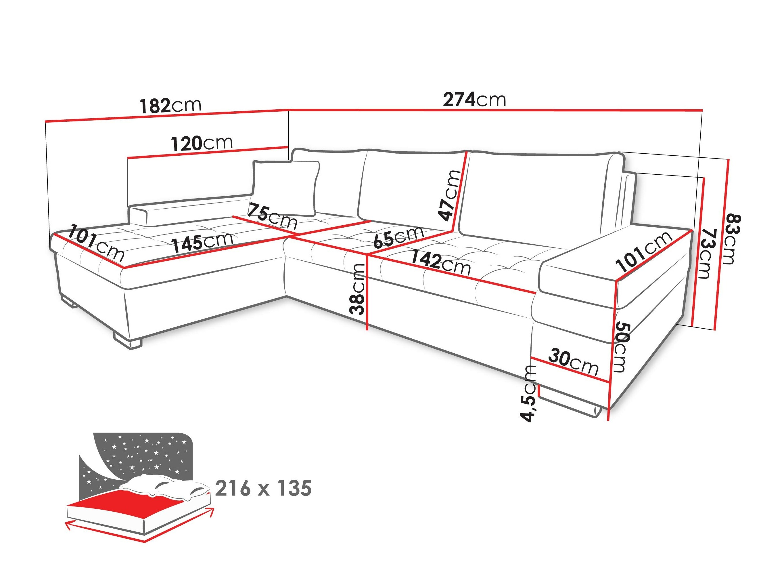 Ecksofa Comfivo Olivetum III (Magic Velvet 2216 + Magic Velvet 2216 + Magic Velvet 2217)