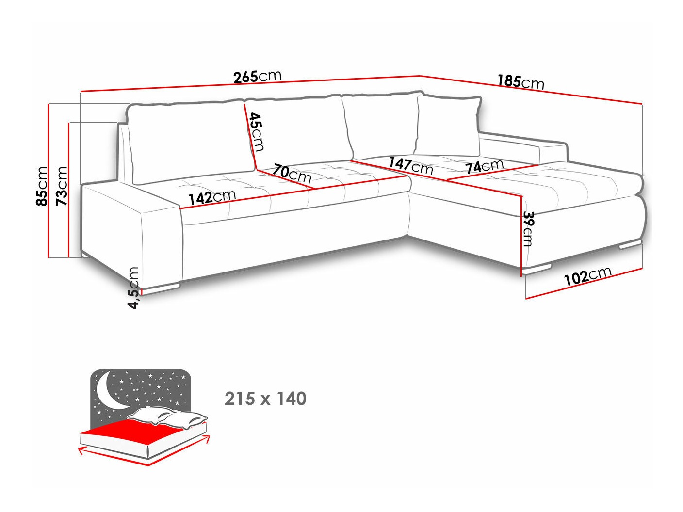 Ecksofa Comfivo Nitor I (Lux 05 + Lux 06)